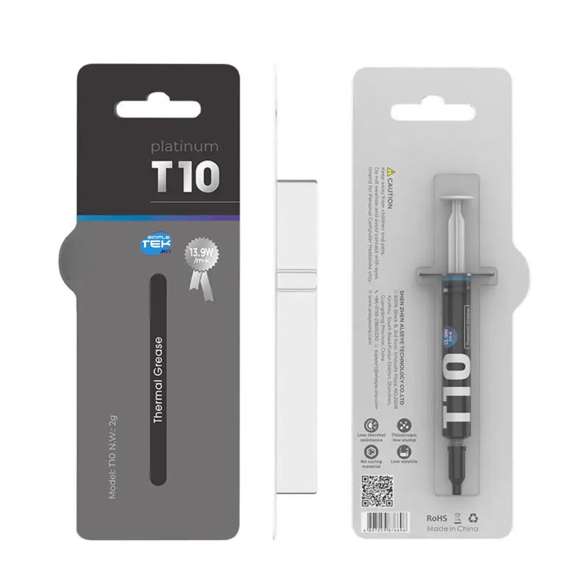 SIMPLETEK - Pasta Termica 2g | Conducibilità 13.9 W/m-k | Compatibile con tutti i processori | Grigio