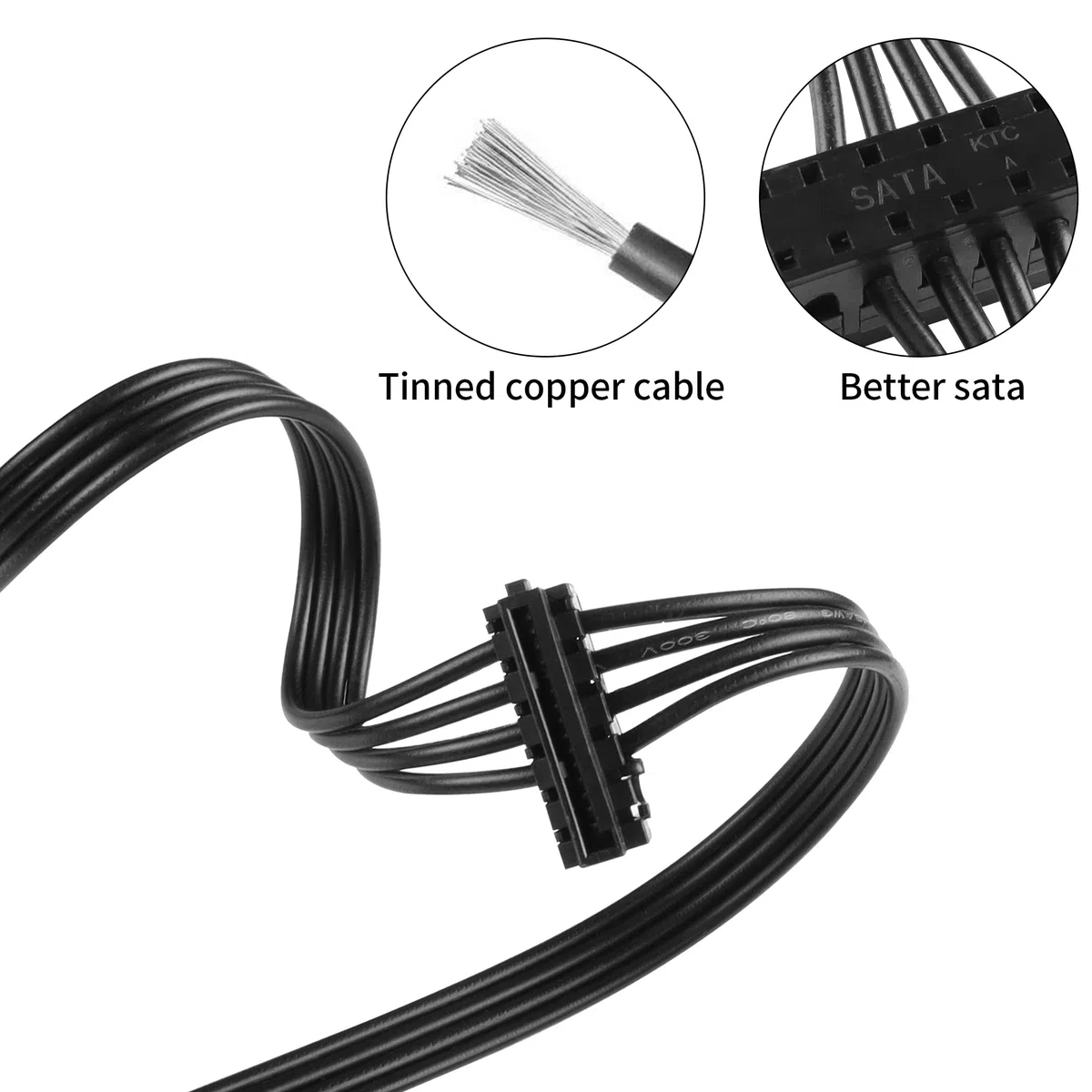 YACSEJAO Cavo splitter da mini 4 pin a SATA, adattatore di alimentazione SATA 15 pin ad angolo retto x2 a mini 4 pin ATX per HDD, SSD, unità ottiche (45 cm, confezione da 2)