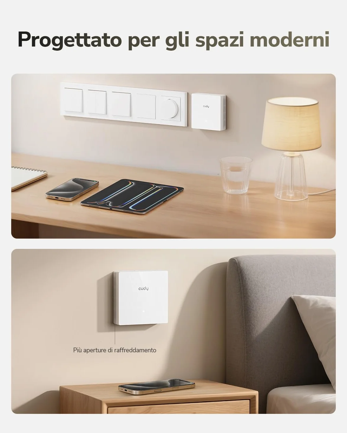 Cudy AX3000 Access Point Wi-Fi 6 a Parete, 2.5GbE PoE, AP3000E Wall | 2402+574 Mbps, 50 m², 60+ Client, 1x 2.5GbE, 1x Gigabit LAN, PoE/PoE Passivo, Multi-SSID, VLAN, Captive Portal