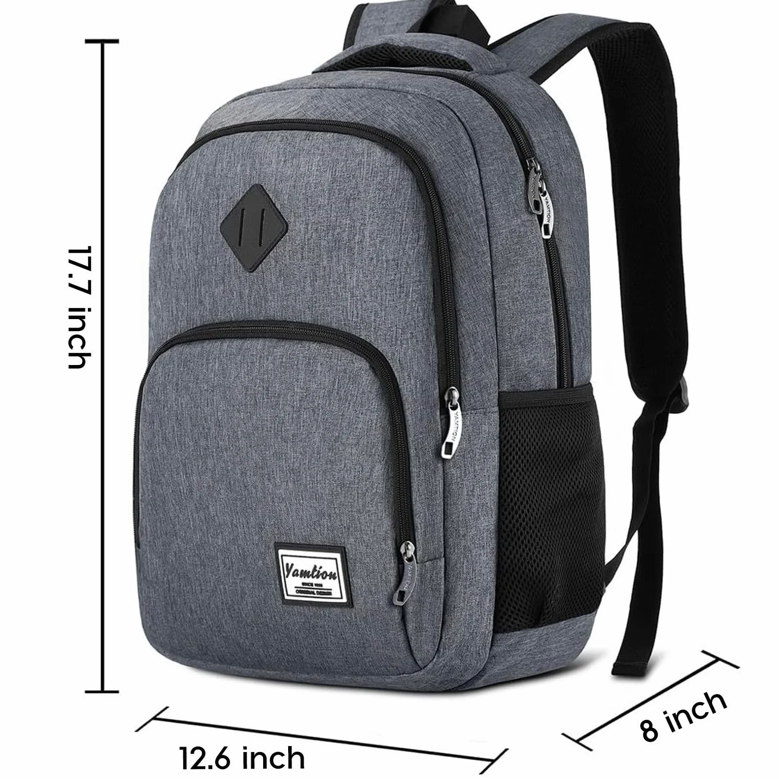YAMTION - Zaino per uomo e donna, zaino per la scuola, per adolescenti, per laptop da 15,6 pollici (39,5 cm), zaino per computer portatile, con porta di ricarica USB, per lavoro, studio, viaggi