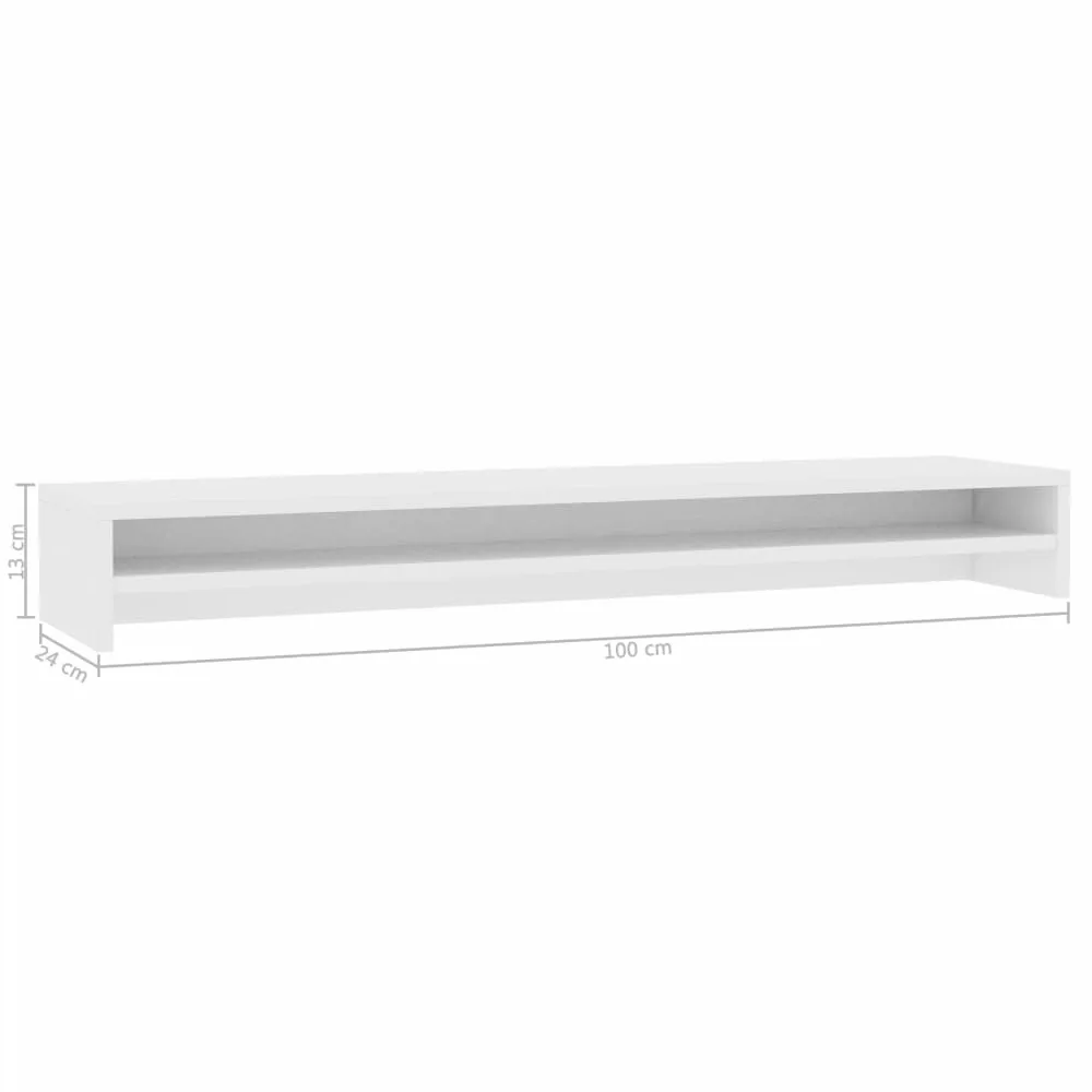 Chusui Supporto per Monitor,Supporto per Monitor da Scrivania,Supporto per Monitor PC,Supporto per Monitor Bianco 100x24x13 cm in Legno Multistrato