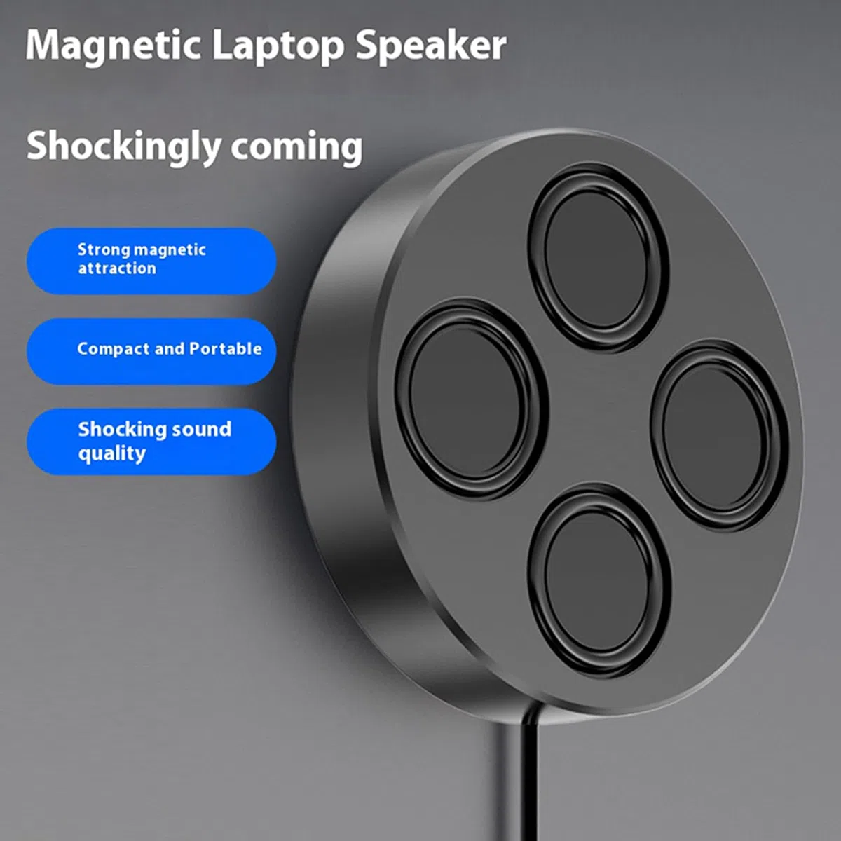 Altoparlante magnetico portatile, lettore stereo con cavo USB, bassi profondi, altoparlanti magnetici per computer portatile, per viaggi, casa, feste, aule, sala giochi, librerie