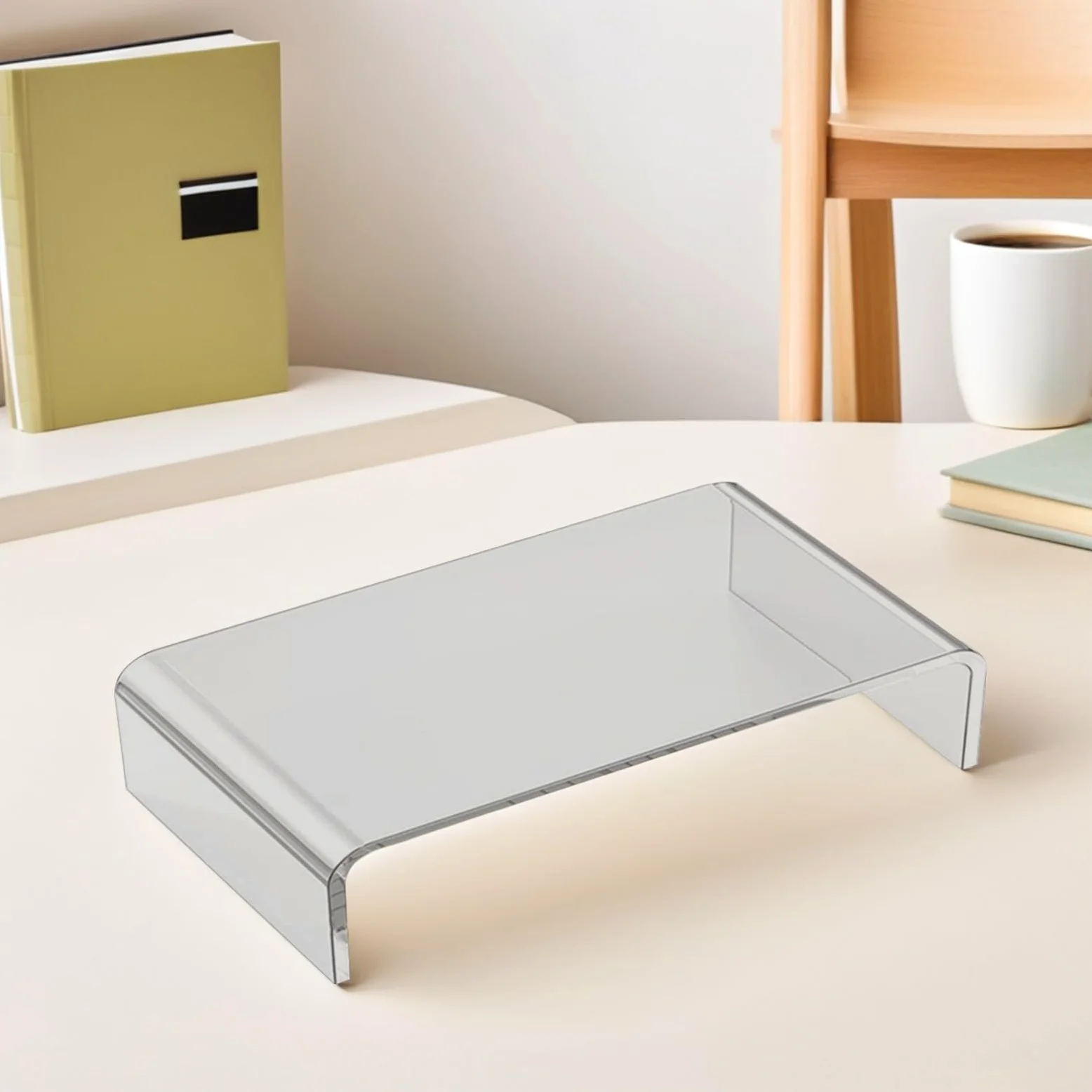 Supporto per Monitor Ergonomico in Acrilico Trasparente, Rialzo per Schermo e Portatile Aiuta a Mantenere la Postura Corretta per Casa e Ufficio