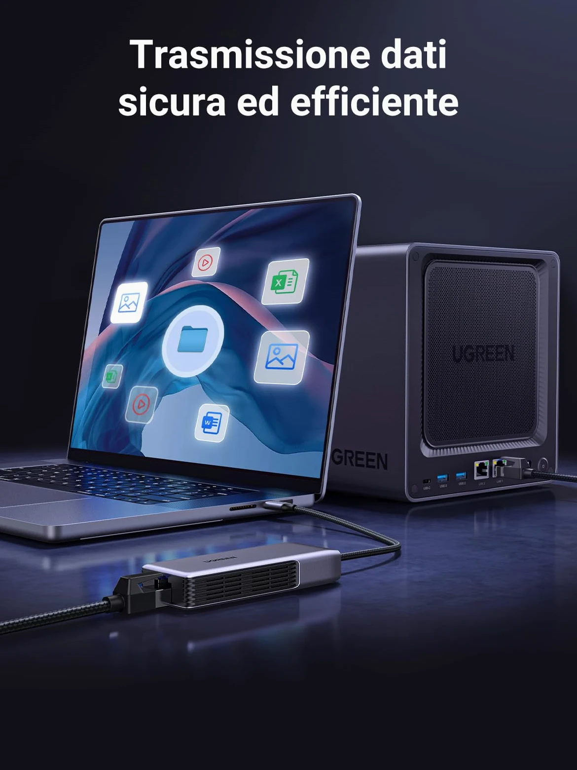 UGREEN Adattatore di Rete USB C Ethernet RJ45 5 Gigabit Convertitore Lan Thunderbolt C 3.2 Gen 2 LAN WOL MDI MDIX Alluminio Compatibile con iPhone 17 Pro Max Air Windows 11 Linux Kernel 5.17