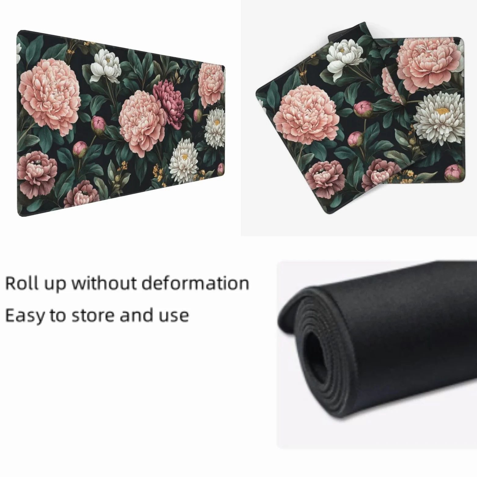 Tappetino Mouse XXL Fiori & Peonia, 100 x 50 cm Tappetino da Scrivania G435 | Tappetino per Mouse, Base in Gomma Antiscivolo, Superficie Impermeabile, Bordi Cuciti, Tappetino Scrivania per Ufficio, Gioco