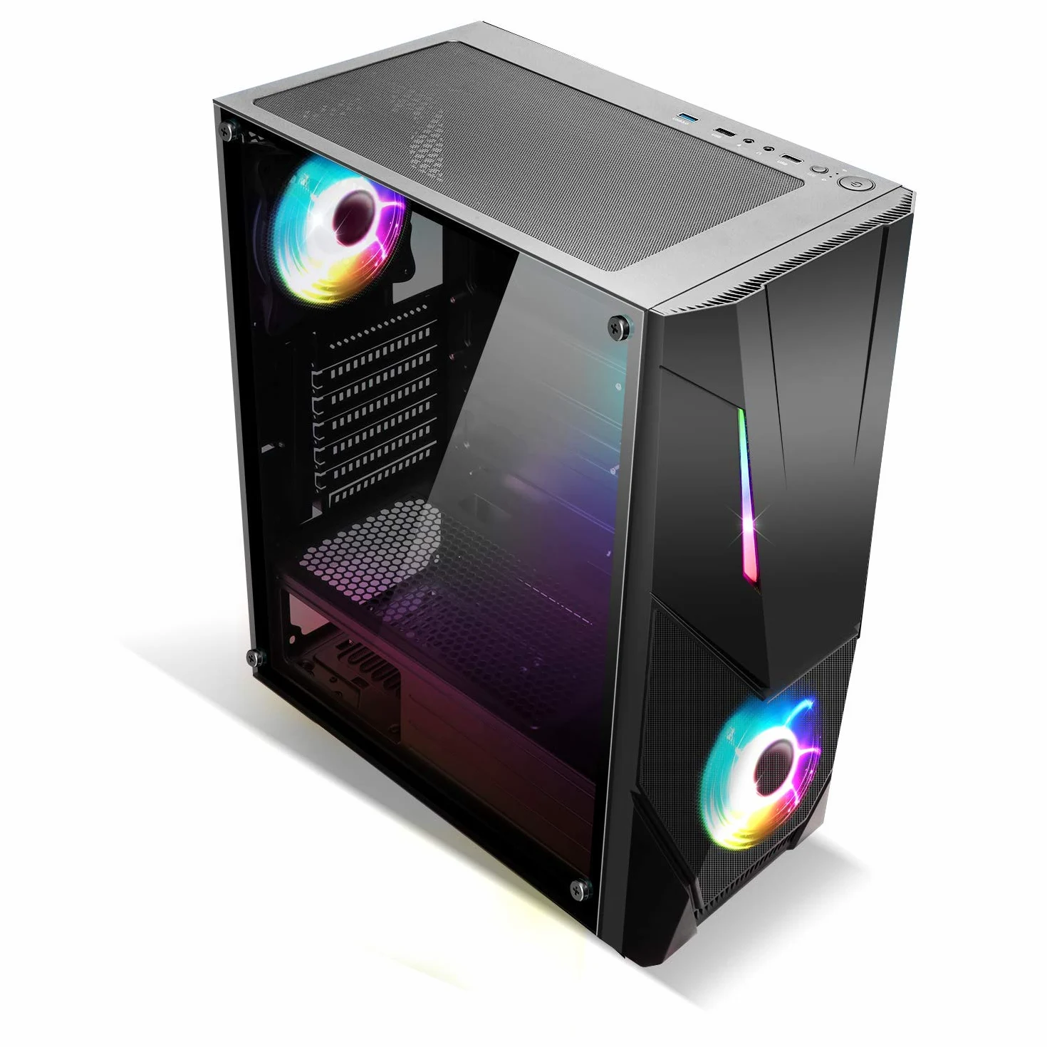 Spirit Of Gamer - Rogue V - PC Gamer ATX/Matx/ITX Case - Pannello Frontale E Parete in Vetro Temperato - 2 X 120mm Ventole RGB LED Indirizzabili - Aura/MSI Mystic/ASROCK 3Pin Compatibile (Rogue V)