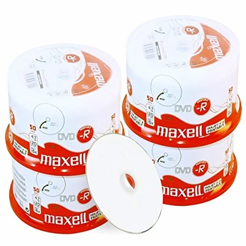 Maxell DVD-R 4.7 GB/120 min, 16x, fullprintable, 200 pezzi in campana