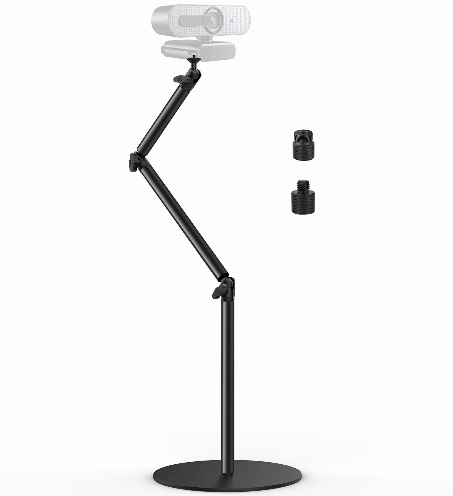 Supporto da scrivania con base rotonda per fotocamera, in alluminio, flessibile, monopiede, con vite da 1/4" 3/8" 5/8" per fotocamera DSLR, luce, webcam, live streaming, vlogging