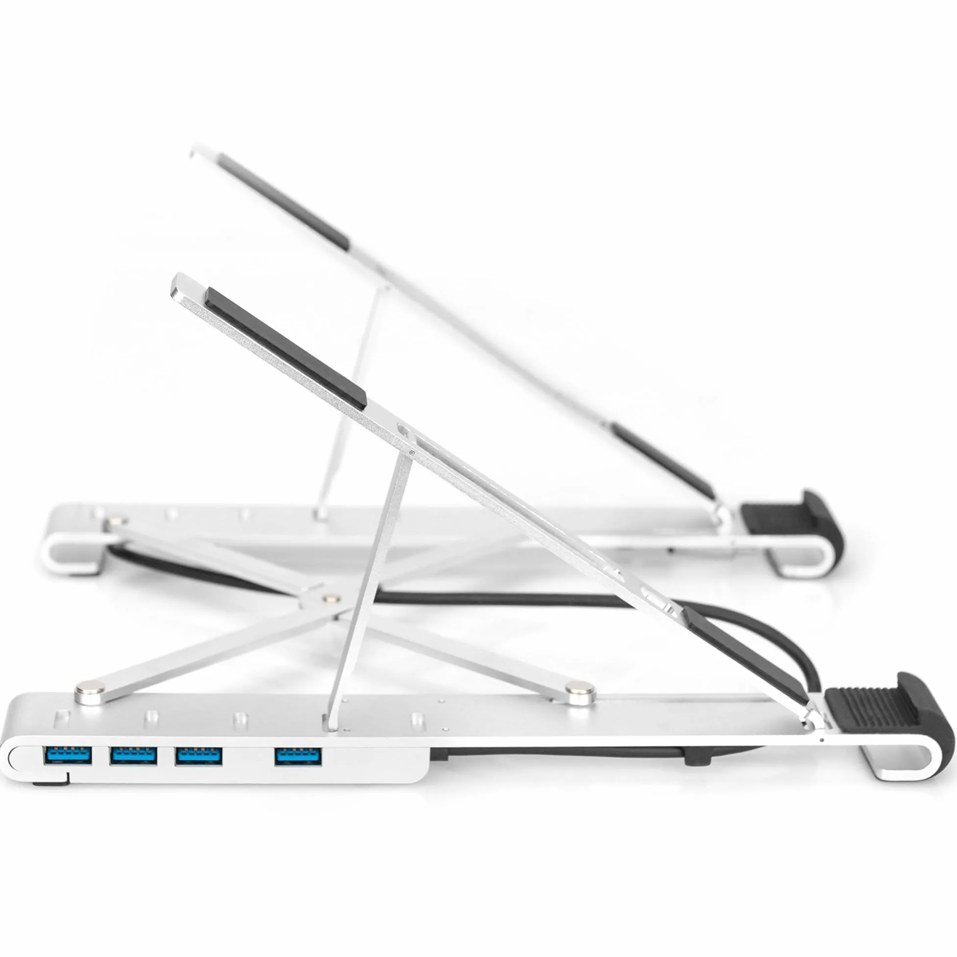 DIGITUS supporto per notebook con hub USB-C integrato - per laptop da 10-17" - angolo di inclinazione regolabile - 4x porte USB-A 3.2 Gen1-1x porta USB-C 3.2 Gen1-5 Gbit/s - Power Delivery 3.0