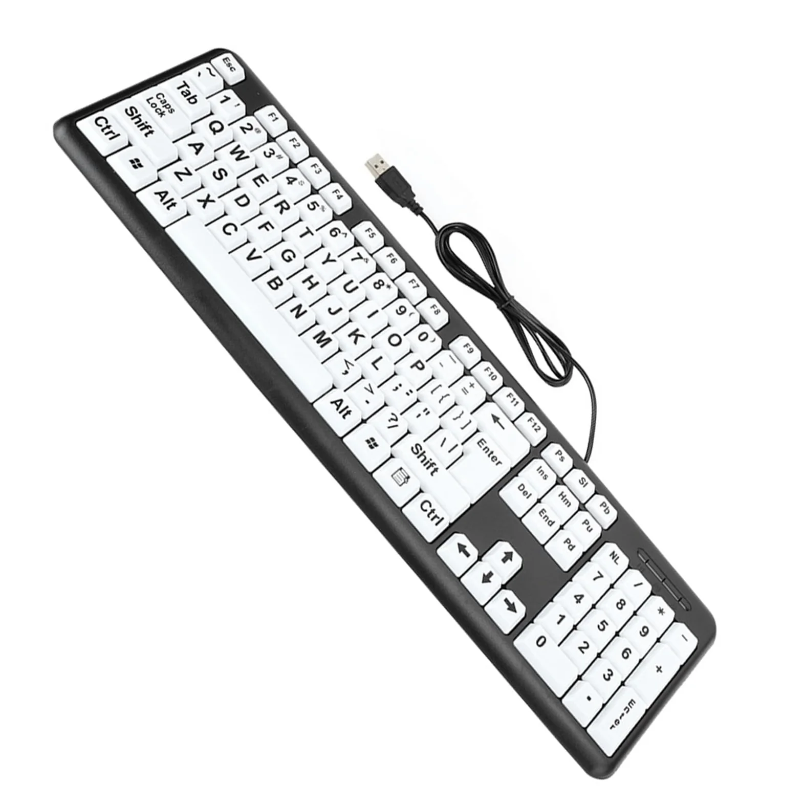 Ejoyous Tastiera con Stampa di Grandi Dimensioni, Tastiera USB Cablata con 104 Tasti, con Lettere Grandi in ABS, Cavo Plug and Play da 1,35 M per Utenti Anziani, Uso del Computer in Ufficio a Casa