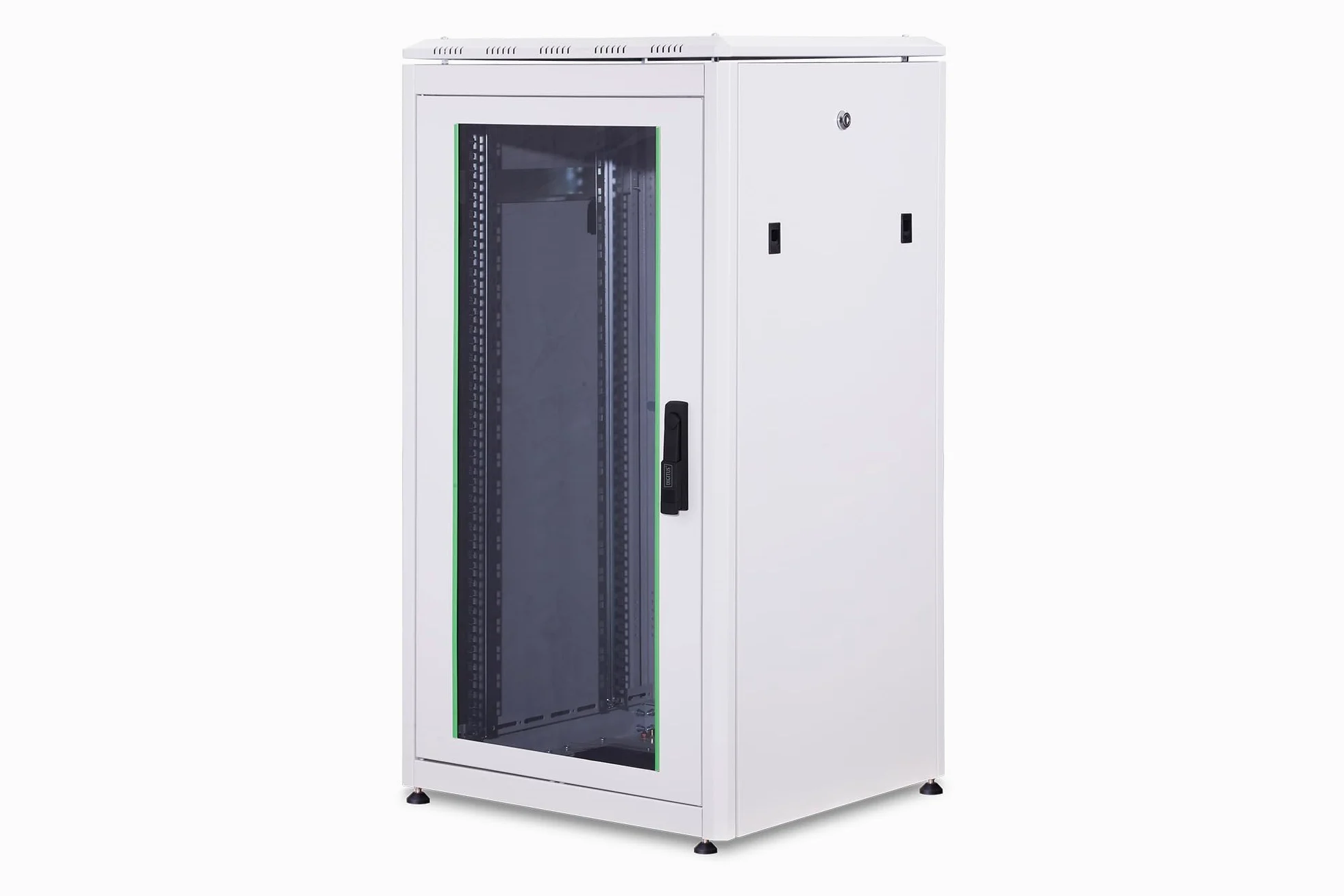 DIGITUS Armadio di rete – Rack da 19 pollici – 22U – 60x60 cm – Profondità utile 54,3 cm – Portata 1200 kg – Autoportante – Porta in vetro – Grado di protezione IP20 – Serie Unique – Grigio