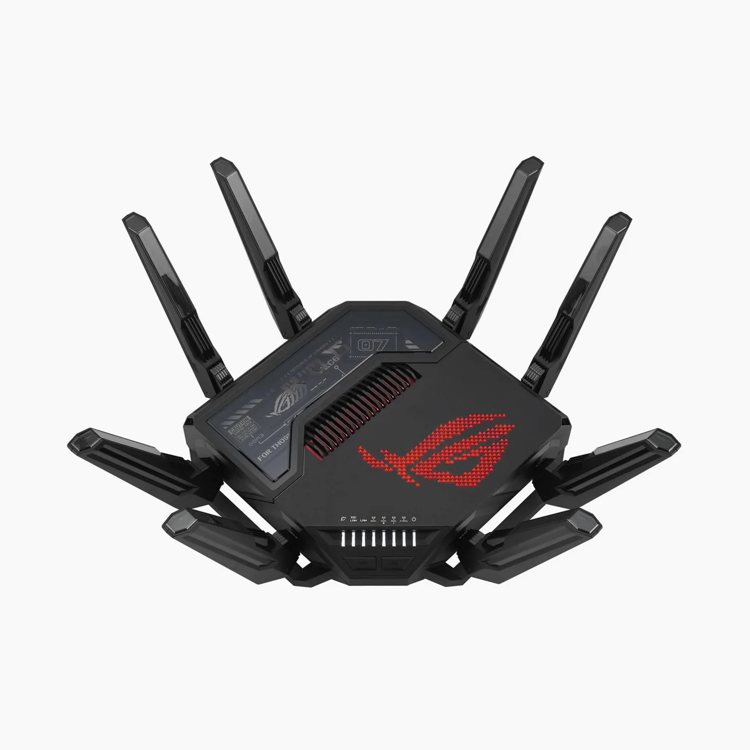 ASUS ROG Rapture GT-BE98 WiFi 7 Router, quad-band, banda 320 MHz, 4096-QAM, funzionamento multi-link, doppia porta 10G, WAN di backup, sicurezza di rete, compatibilità AiMesh
