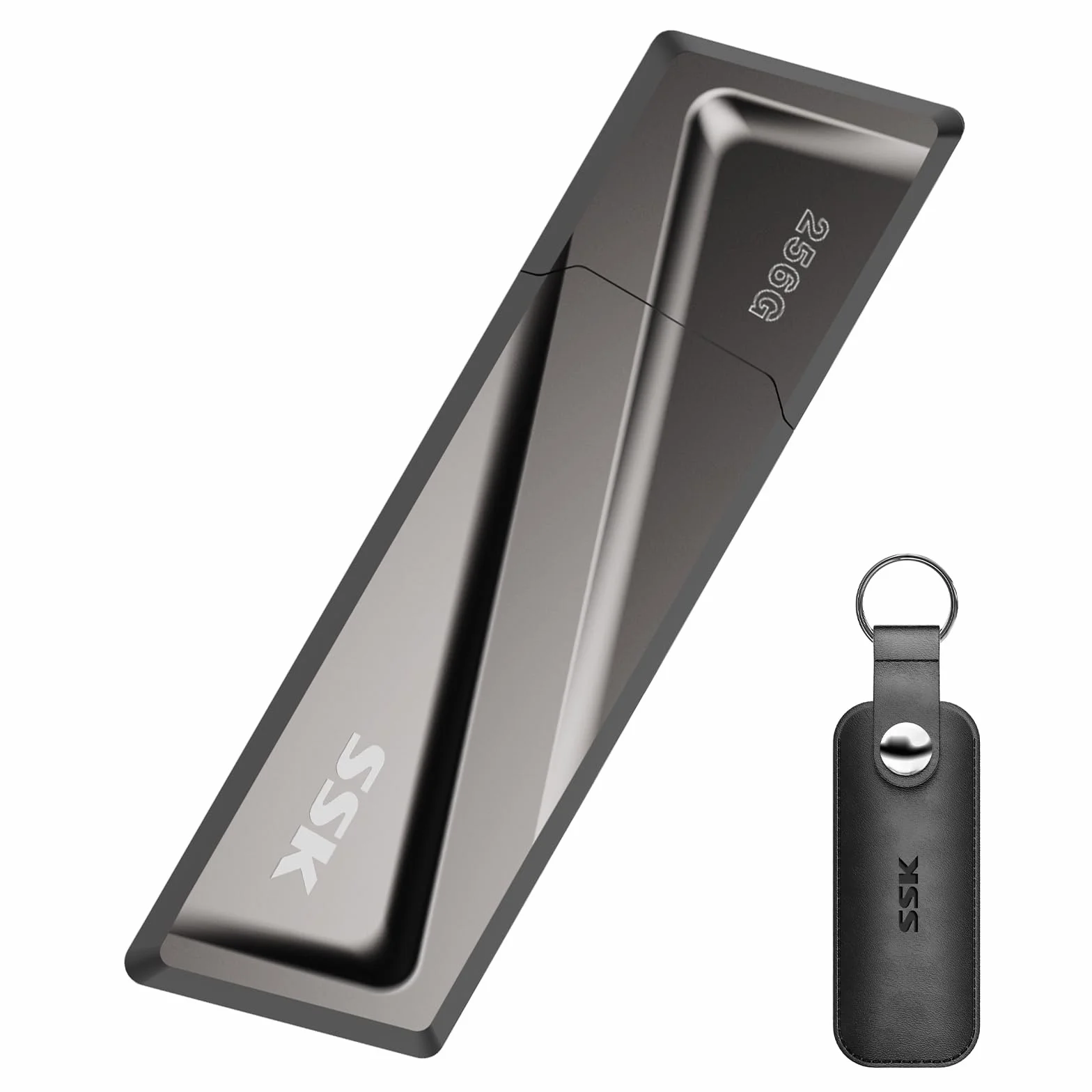 SSK SSD USB 3.2 Gen2 da 256 GB, lettura fino a 550 MB/s e scrittura da 500 MB/s SSD esterno portatile Unità USB veloce + adattatore USB C per smartphone, laptop, tablet e altro di tipo C