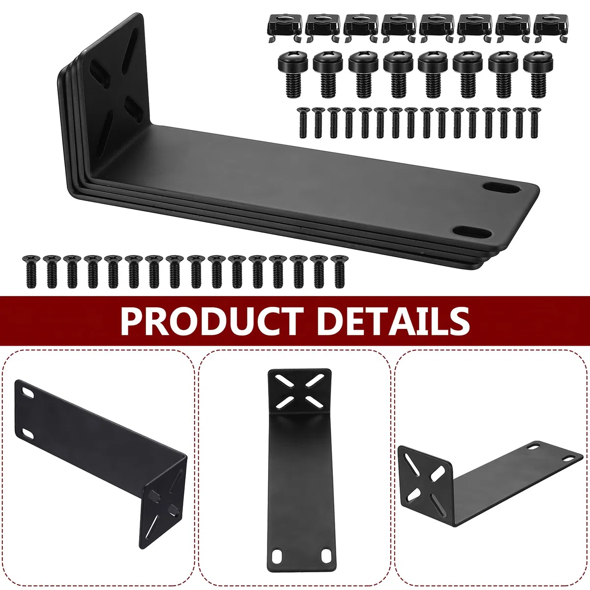 Kit di Montaggio su Rack Regolabile da 14-30 mm, Attacchi Rack da 19 Pollici, Montaggio Switch Compatibili con Netgear TRENDnet Cisco D-Link HP, per Dispositivi da 7,9" di Larghezza a 19" (143 mm)