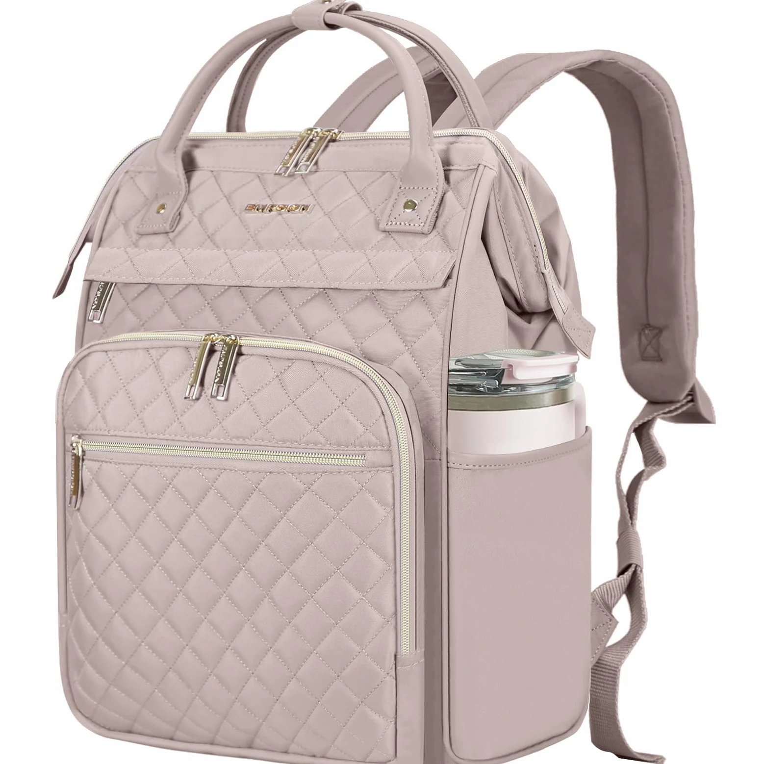 EMPSIGN Zaino Porta PC 17 Pollici, Multitasche Grande Capacità Resistente | rosa, idrorepellente, tasche laterali per borraccia, spallacci comodi, fascia trolley, adatto per scuola, ufficio e viaggi