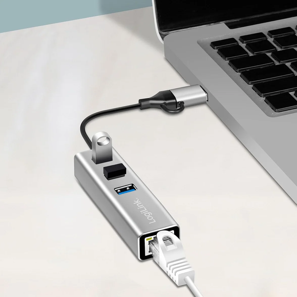 LogiLink UA0440 - USB-C 3.2 Gen 1 Hub a 5G Ethernet RJ45 adattatore con 3 USB A