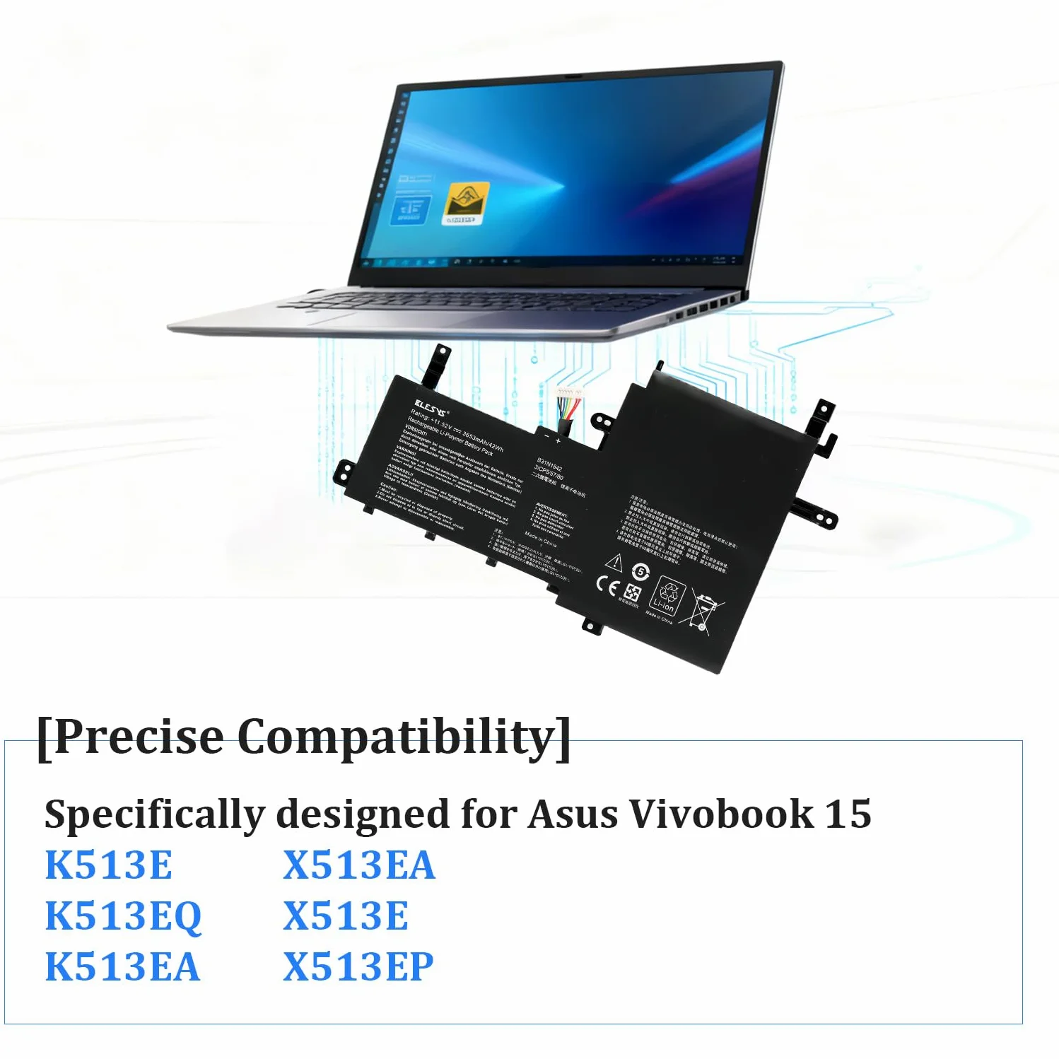 BLESYS B31N1842 C31N1842 Batteria per Asus Vivobook 15 K513E Series