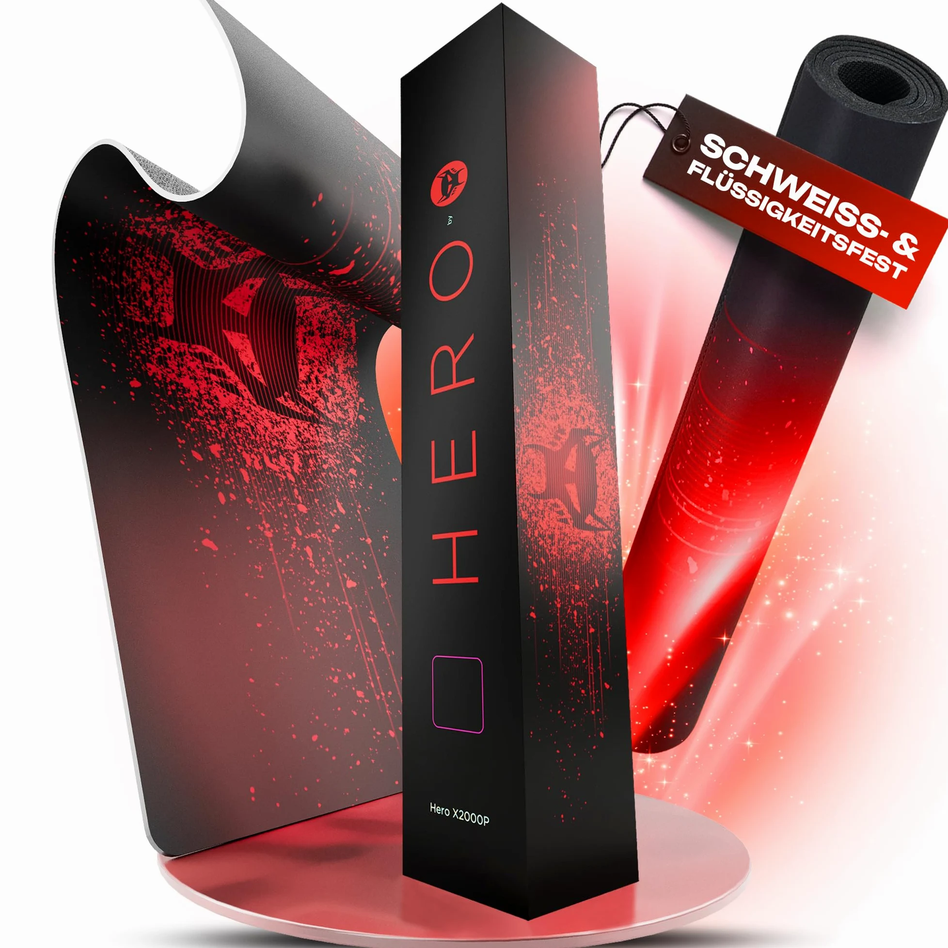 BEASTCOM Hero X2000R - Tappetino per mouse da gaming, colore rosso, XL (900 x 400 mm), base in gomma antiscivolo, facile da scivolare, materiali ecologici, bordi senza cuciture, sottomano da scrivania