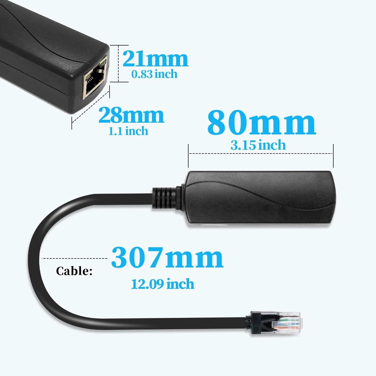 Convertitore PoE 48V a 24V PoE, uscita porta RJ45 24V/1A, 24W max, IEEE802.3 af/at, adattatore PoE passivo per dispositivi di alimentazione passiva 24V, Plug and Play (PS5724AT-RJ)