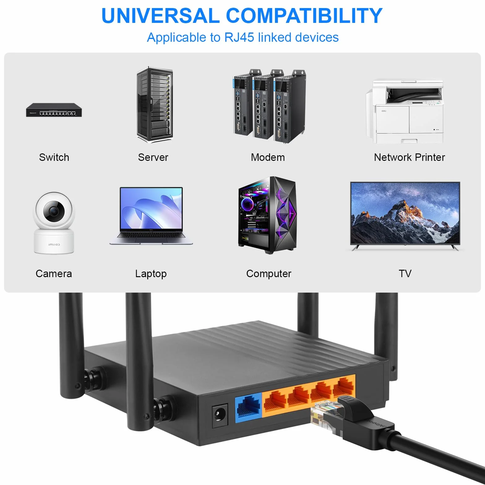 Cavo Ethernet Cat 6 1m 10 pezzi,Internet ad Alta Velocità 10Gbps Interno/Esterno, Cavo Patch LAN RJ45 Nero,Ethernet Adatto Per Giochi, Computer, Televisori, Router, Stampanti