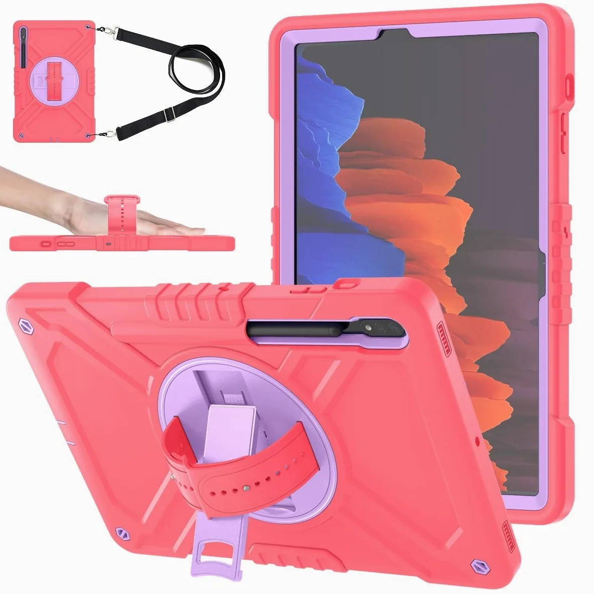Custodia protettiva per tablet PC compatibile con Samsung Galaxy Tab S8 Plus da 12,4 pollici SM-X800 SM-X806 12,4 pollici custodia antiurto a tre strati per tablet, custodia protettiva in PC+silicone,