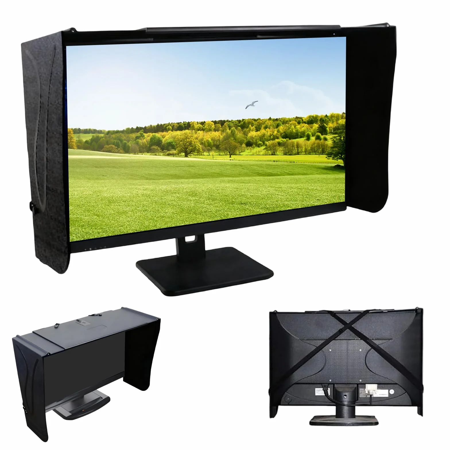 Schermo parasole, 24 – 32 pollici (41 – 71 cm), regolabile, protezione solare per lavoro, protezione dalla luce diffusa e anti-peeping per monitor universale