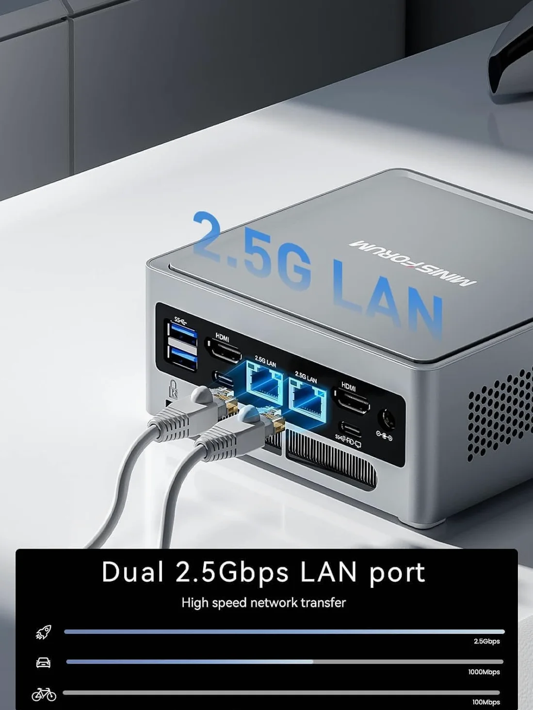 MINISFORUM Mini PC NAB6 Lite, processore Core i5-12600H da 12 core/16 thread fino a 4,5 GHz, scheda grafica Iris XE, DDR4 da 16 GB/512 GB PCIe4.0 SSD, 2xHDMI/2xUSB-C/2xRJ45 2.5 LAN