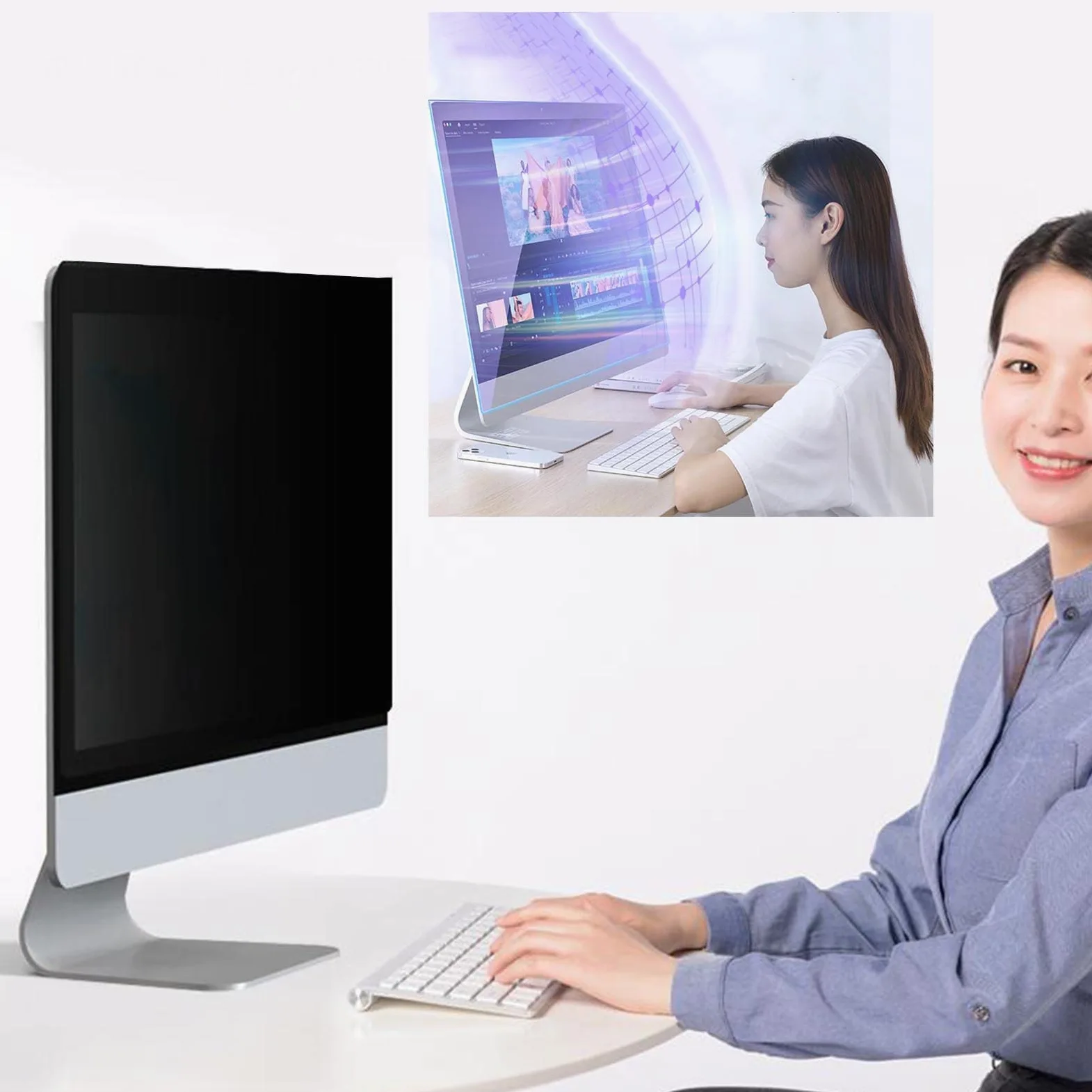 LIGUOYI Antis-Luce Blu Pellicola De Protezione per Laptop, Filtro Schermo Allevia L'affaticamento degli Occhi, Filtro Privacy per Monitor, Computer Premium Filtro Privacy AntiGraffio