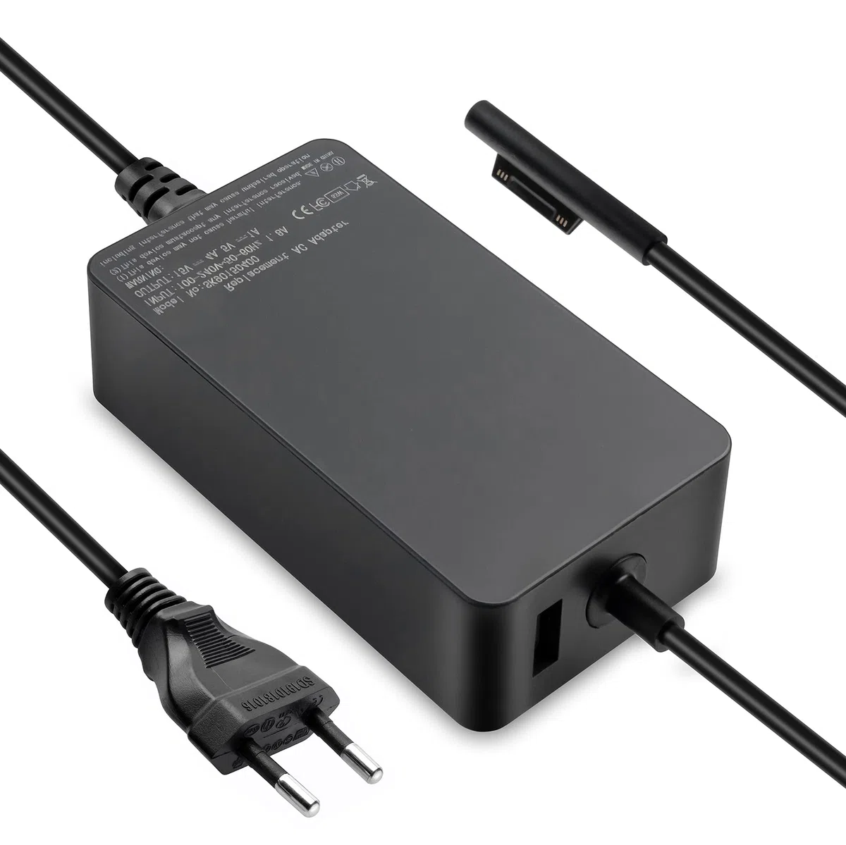 Caricatore Surface Pro 65W 15V 4A Alimentatore per Microsoft Surface Pro 8/7/6/5/4/3/X, Surface Laptop 1/2/3/4, Surface Book 1/2, Surface Go 1/2 Tablet Windows 1796 1800 Caricabatterie con Port USB