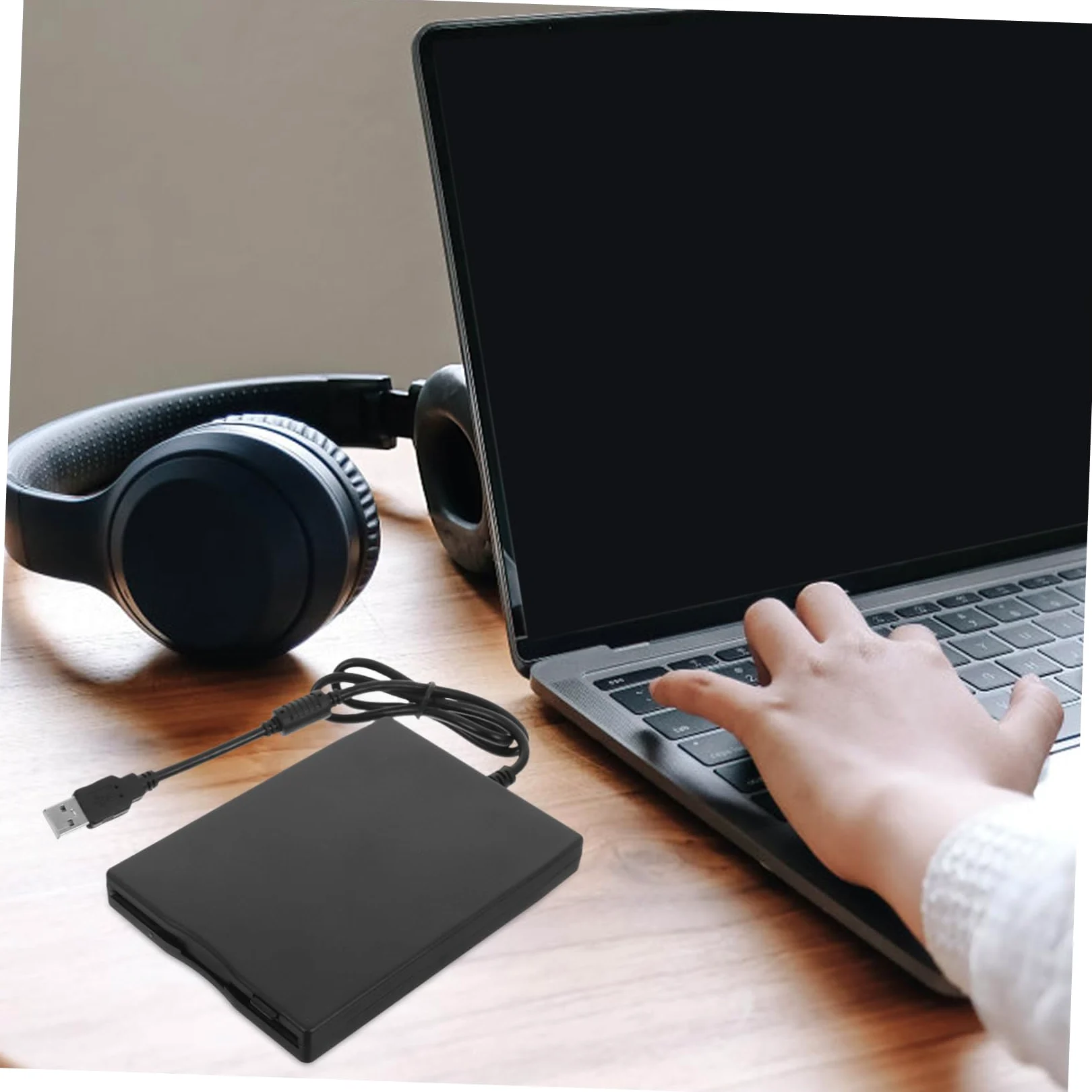 NUOBESTY Lettore di Dischetti Esterno USB 2.0 per Laptop e Desktop, Leggero, Compatibile con Sistemi Operativi, Nero Abs
