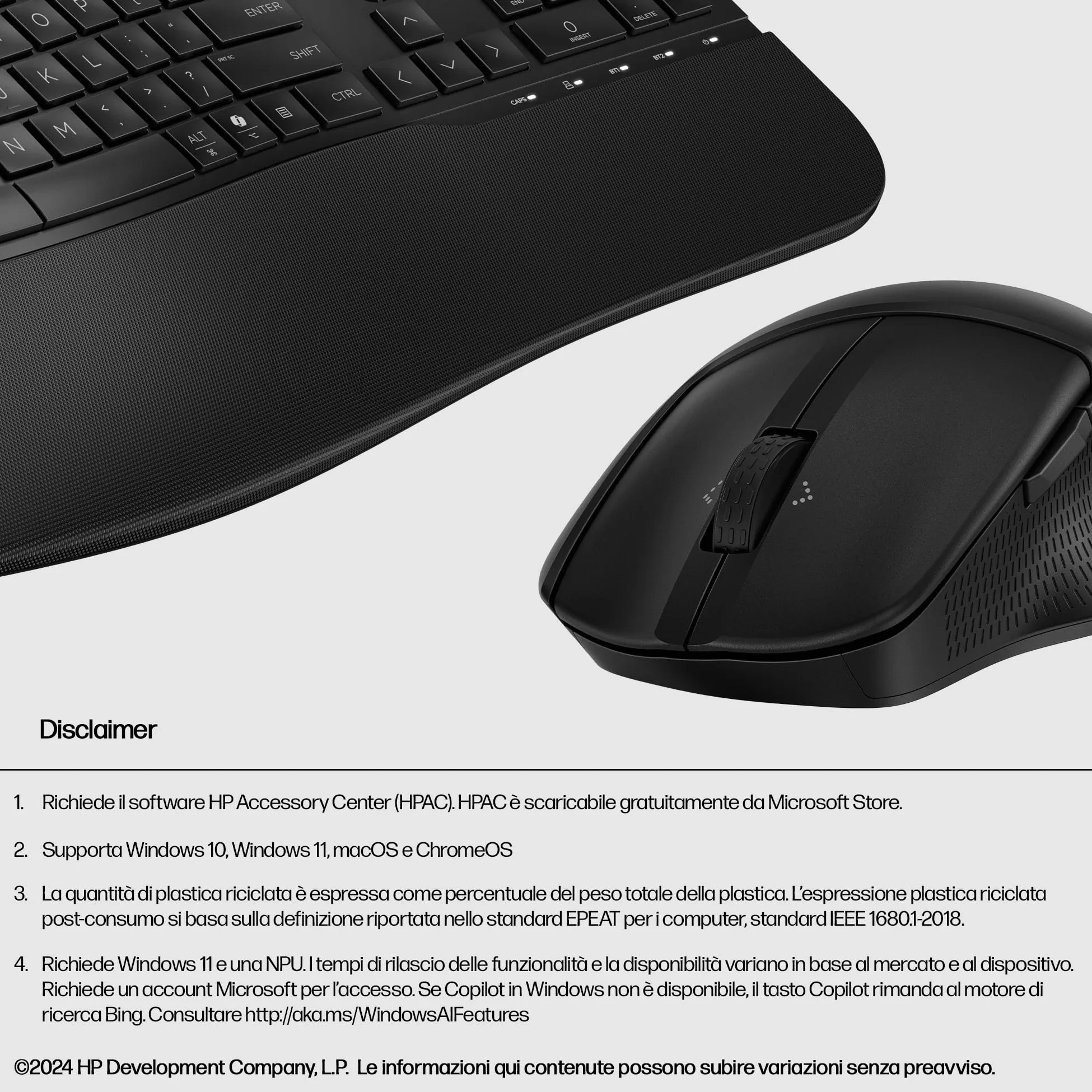 HP 680 Combo Tastiera e Mouse Wireless, 6 Tasti Programmabili, Sensore Ottico da 1200 dpi, Fino a 36 Mesi di Batteria per la Tastiera e 20 per il Mouse, Compatibile con Windows 11, Nera