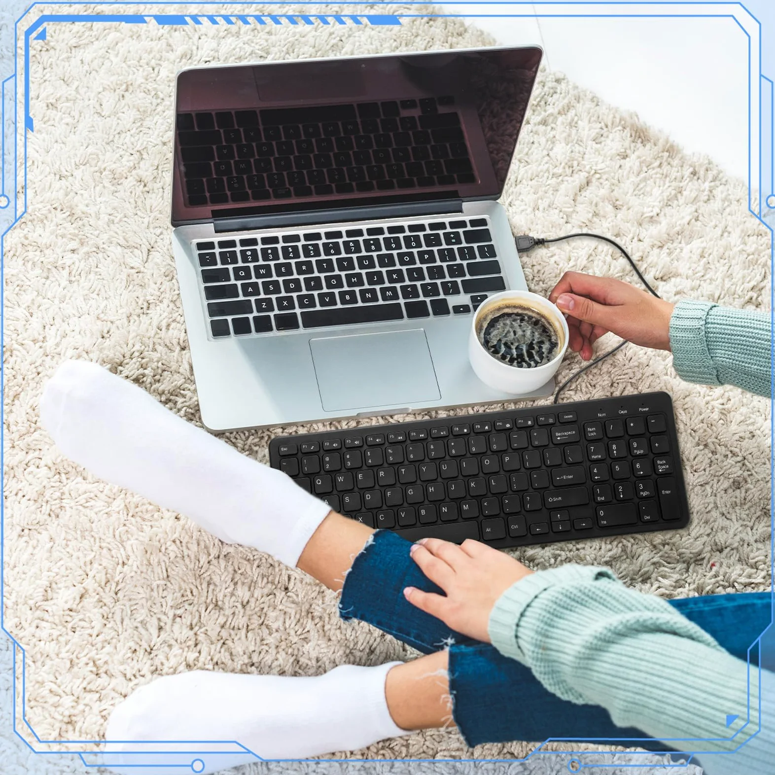 Kanayu 16 tastiere con cavo, sottile, a basso profilo, USB, connettività, tastiere per computer, compatibile con PC/laptop/Windows, colore nero