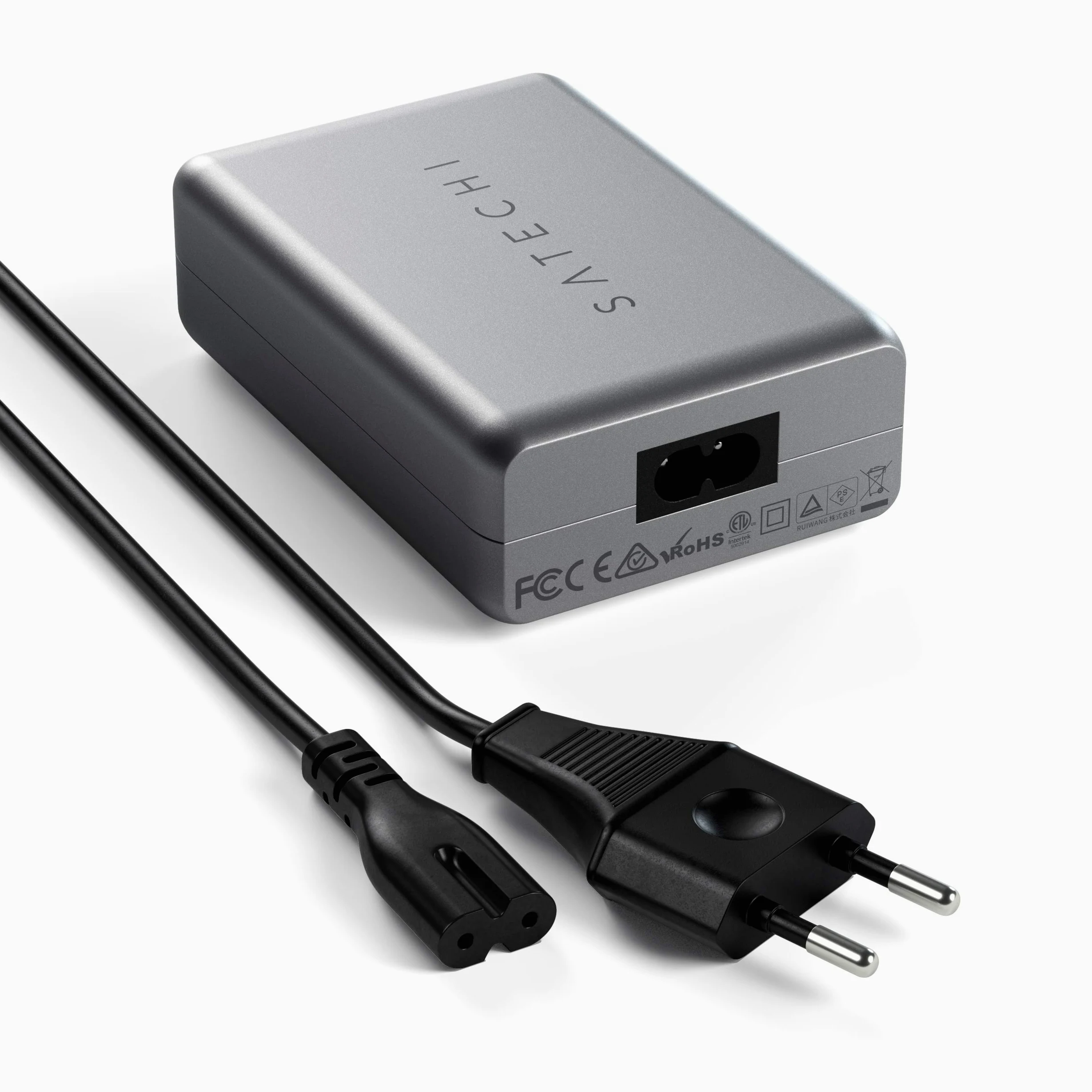 SATECHI Caricatore USB C GaN 100W, 3 Porte, Compatto | 2x Porte USB-C e 1x USB-A, per MacBook Air/Pro/Neo, iPad, iPhone, AirPods, Apple Watch, Android e Windows