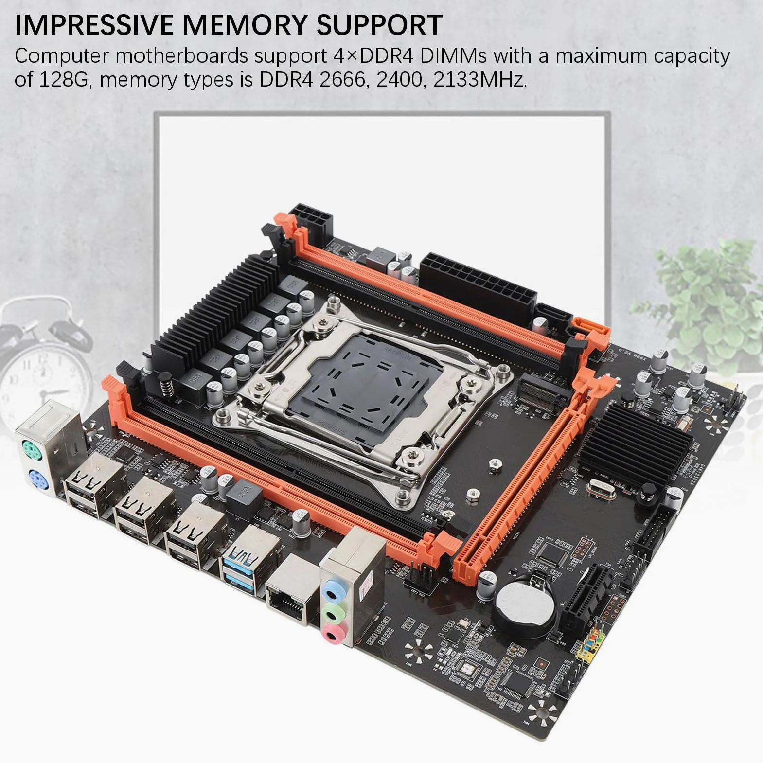 Cocoarm Scheda Madre X99H M ATX, Mainboard DDR4 LGA 2011-3 con 4 DIMM 128GB M.2 NVMe USB 3.0 VGA HD per E5 V3 V4 I7 58xx 68xx Aggiornamento Assemblaggio PC Desktop