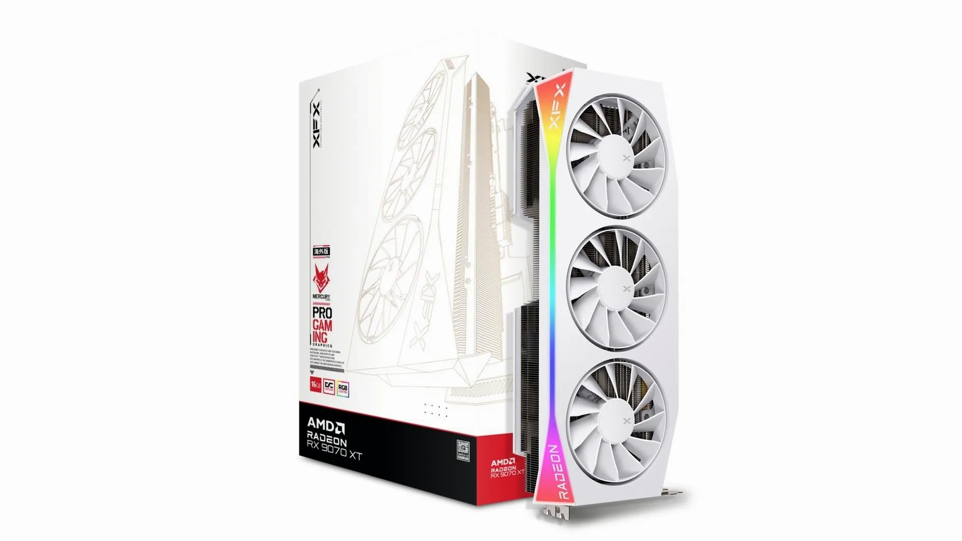 XFX Mercury AMD Radeon RX 9070XT OC White Gaming Edition RGB 16GB GDDR6