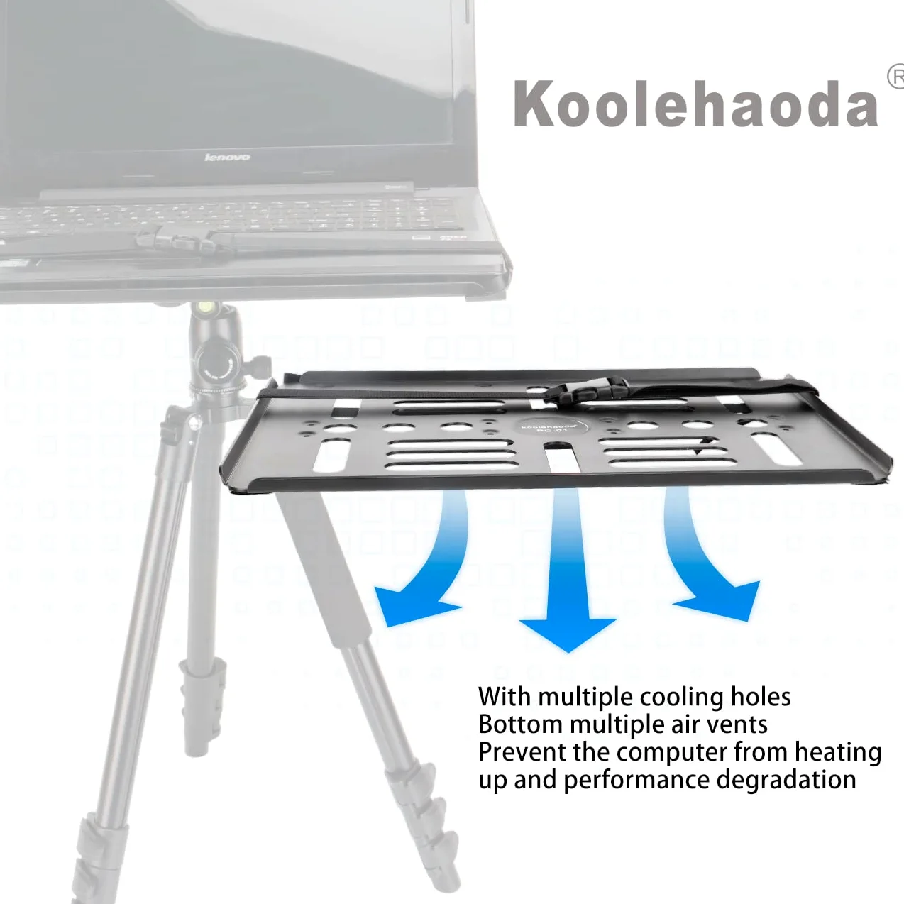 koolehaoda Vassoio per Supporto Laptop Notebook Proiettore,con Vite da 1/4 '' a 3/8 '' e Compatibile con Arca Swiss Ball Head Treppiede, Massima Capacità di Carico 10 kg