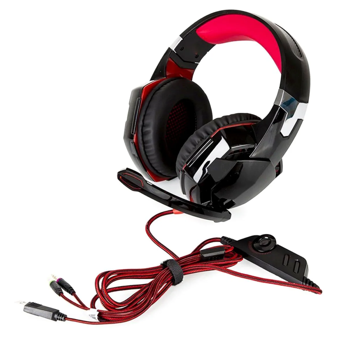 Gadpiparty Cuffie da Gioco con Luce LED Bassi Profondi Stereo Suono Surround Microfono Cuffie Over-ear per Computer e PC Rosse Driver Magnetico al Neodimio da Isolamento dal Rumore