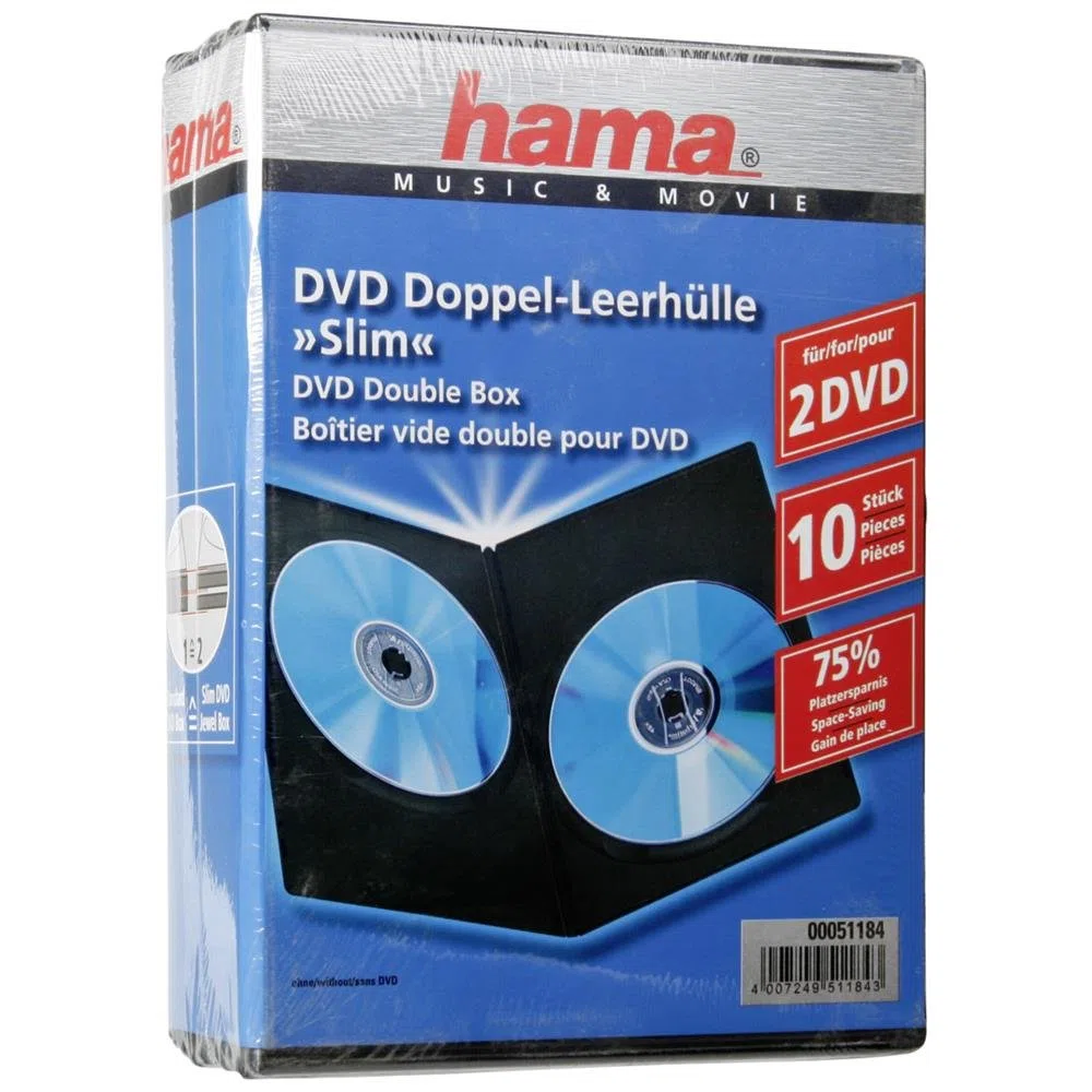 Hama Custodia Slim per 2 DVD, Confezione da 10, colore: Nero
