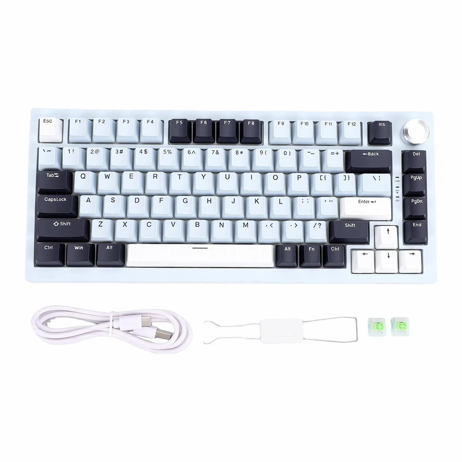 Bewinner Tastiera Meccanica Wireless a 81 Tasti, Tastiera Retroilluminata RGB con Interruttore Blu POM Layout 75% con Connessione Cablata Bluetooth 2.4G per PC Portatile da Gioco (Blu Islanda)