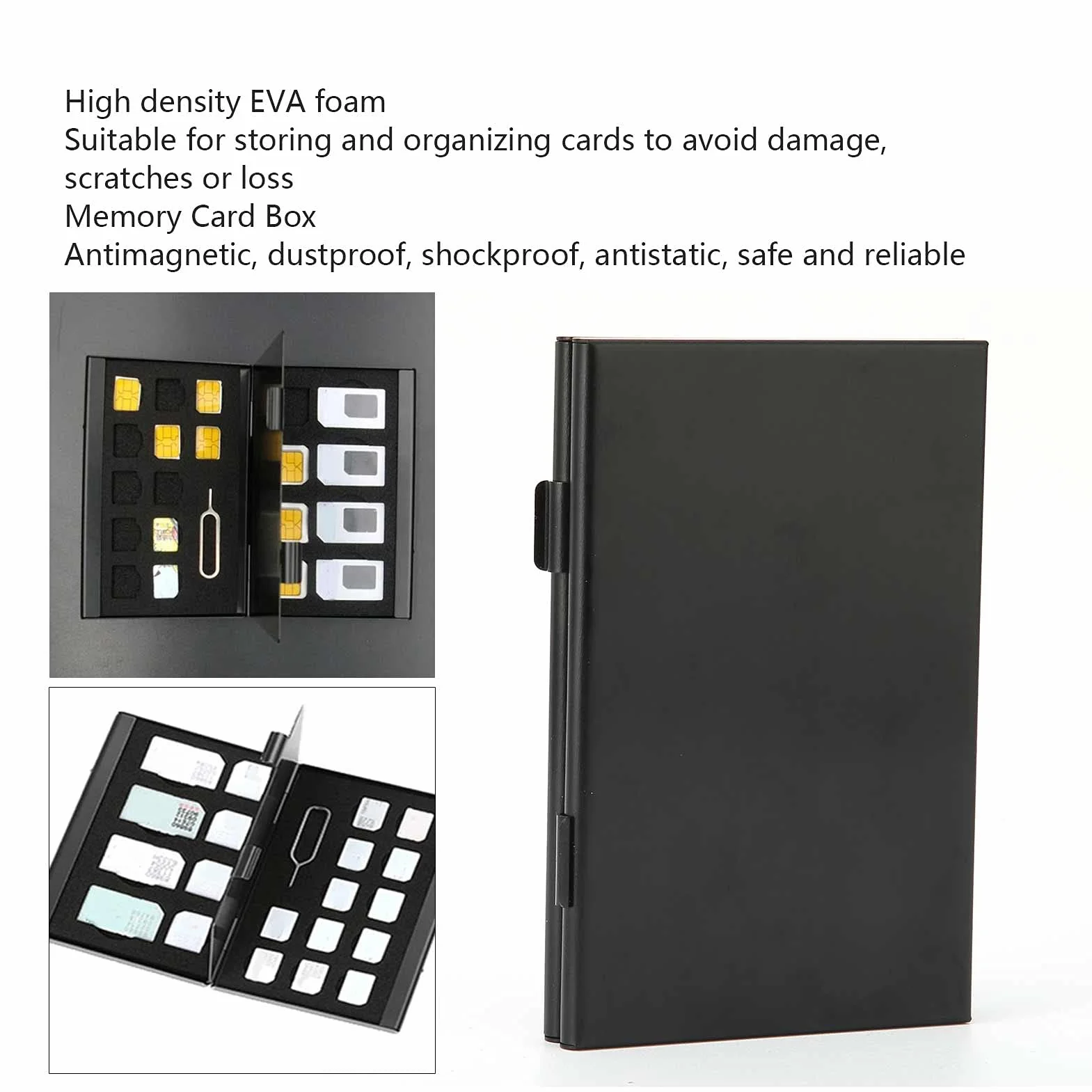 Custodia per Scheda SIM in Alluminio Antiurto, Portafoglio per Scheda di Memoria con 4 SIM + 12 Nano + 4 SIM + 1 Slot Pin, Leggera
