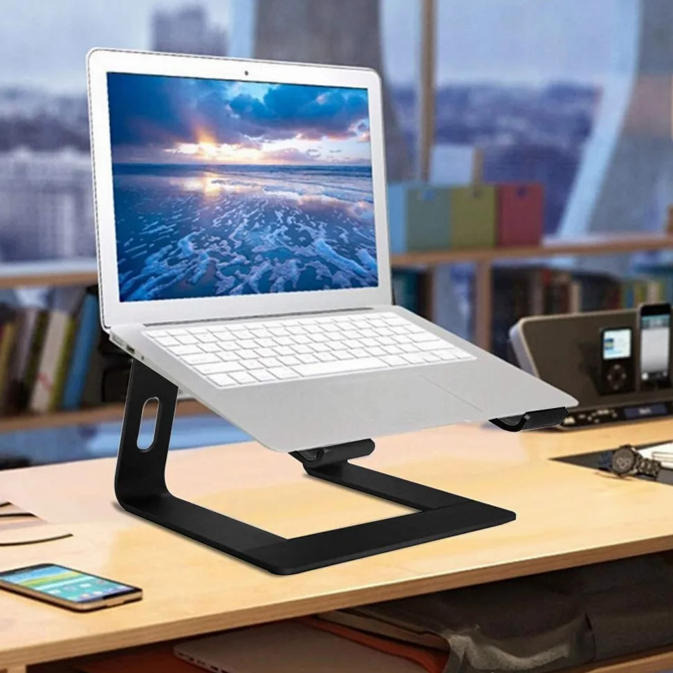 Supporto verticale per laptop, staffa di dissipazione del calore per notebook, supporto ventilato in lega di alluminio per PC desktop con gestione dei cavi, ideale per un ambiente