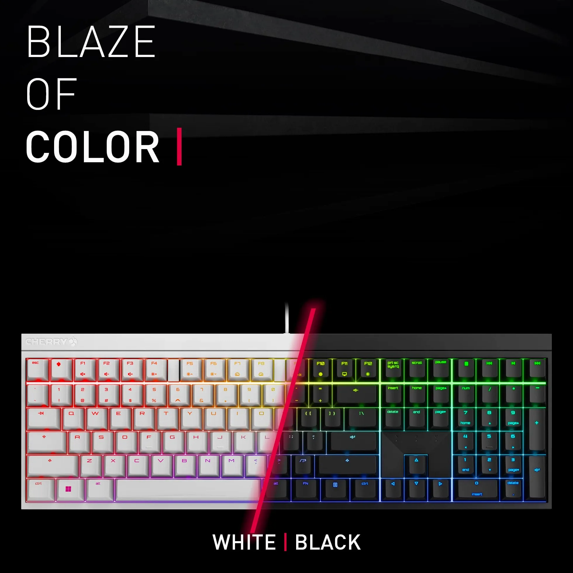 Cherry Xtfy MX 2.0S - Tastiera meccanica da gioco cablata con nuovi switch MX2A, colore: bianco, rosso MX2A
