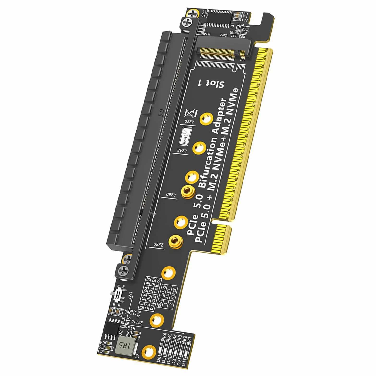 Efficiente PCIe 16X 5.0 Doppio NVMe Scheda Adattatori per Desktop Facile Installa e Trasferimento Dati A 32Gbps Thermals Adattatori