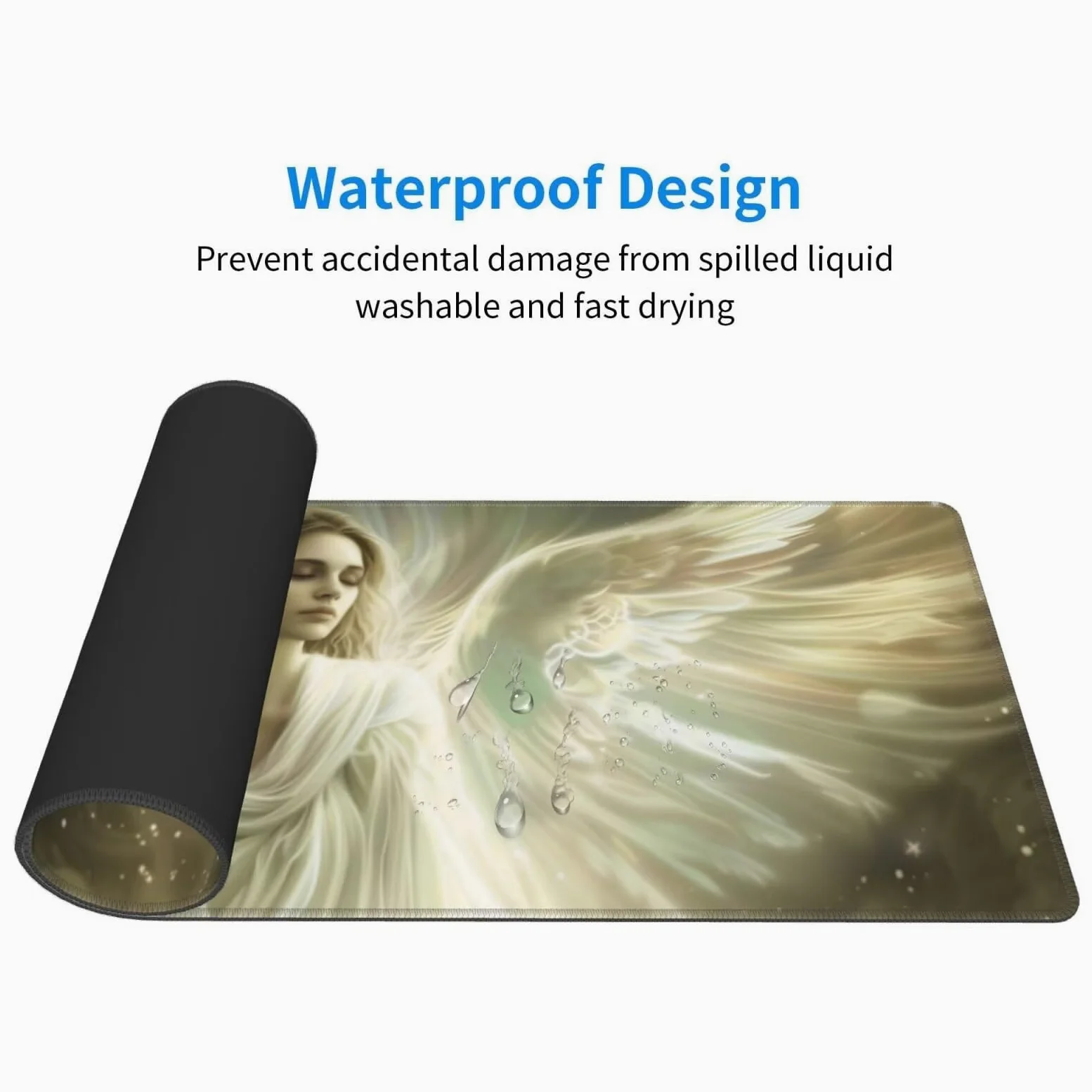 Tappetino Mouse, Tappetino Mouse Gaming Grande XXL 1500x800x3mm Tappetino Scrivania Mouse Pad, Base in Gomma Antiscivolo, Bordi Cuciti,Lavabile, Mousepad per Ufficio e Gaming (angelo) R-638