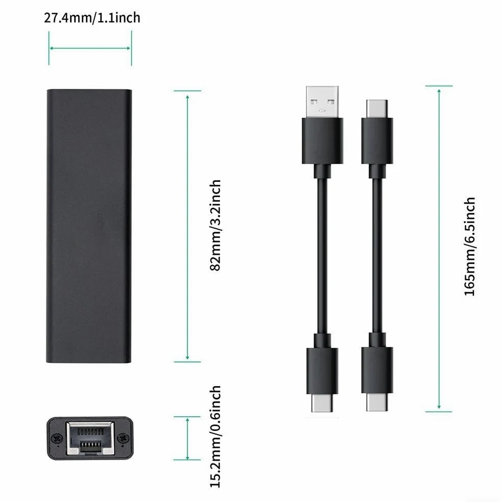 Adattatore da USB 3.2 a 5GbE, per chip Realtek RTL8157, scheda di rete ad alta velocità da 5 Gbps, nylon per cavo diviso intrecciato, compatibile con 11, per Mac, per