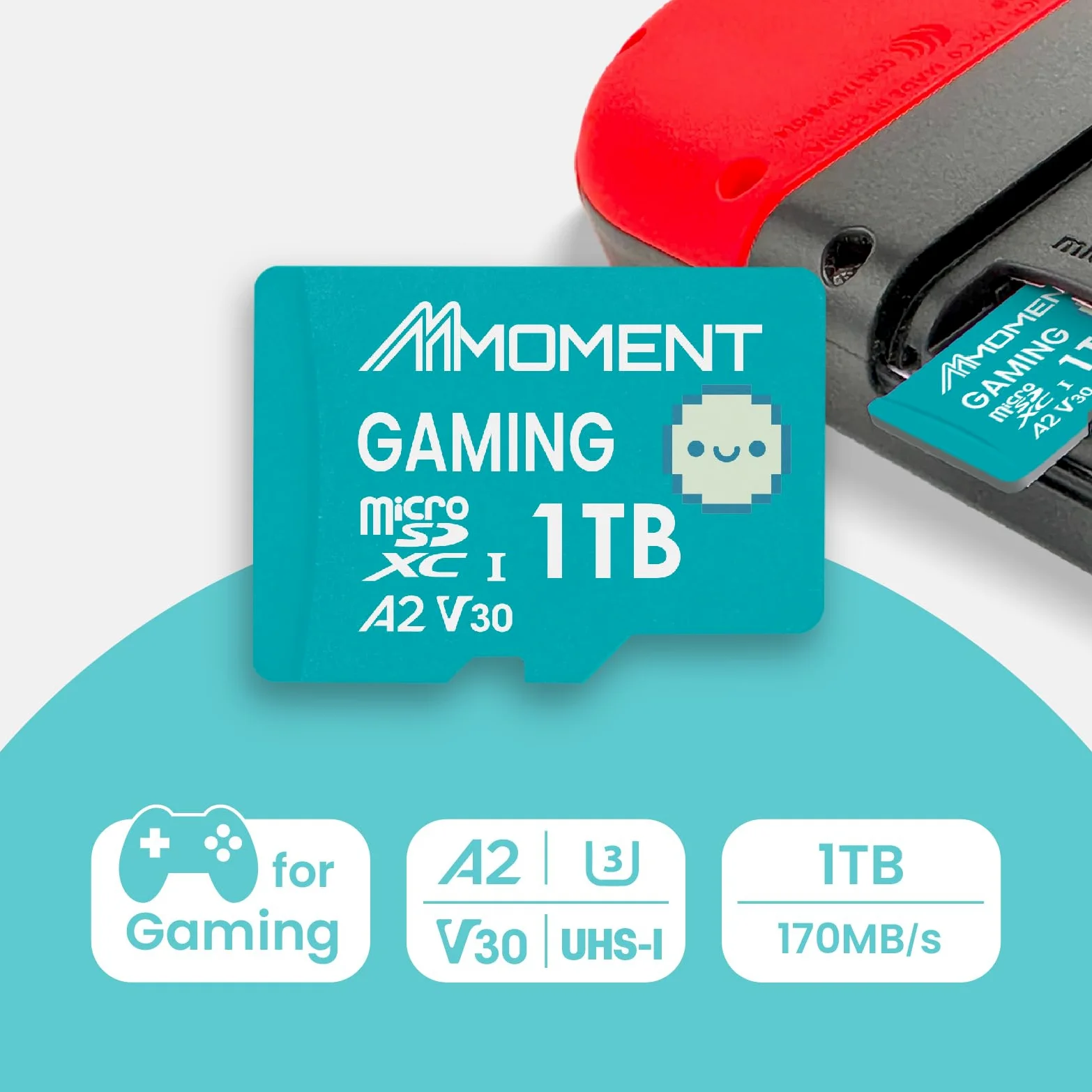 MMOMENT Scheda Micro SDXC da gioco da 1 TB, A2, UHS-I, U3, V30, classe 10, velocità di lettura fino a 170 MB/s, velocità di scrittura fino a 170 MB/s, adattatore SD incluso (MM23 PRO)
