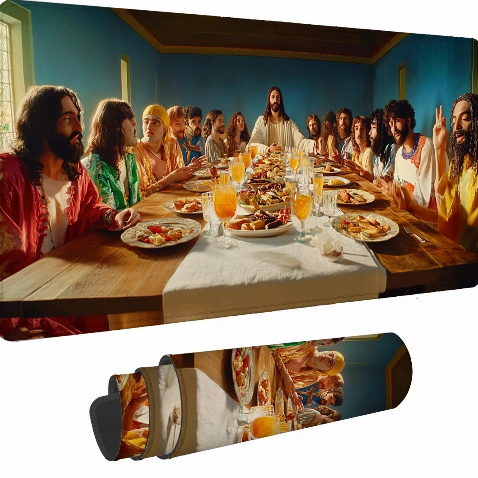 L'Ultima Cena Tappetino Mouse XXL Gaming 1200x600 mm 2025 Nuovo Festa Tappetino Scrivania Impermeabile,Mousepad con Base in Gomma Antiscivolo,Migliora Precisione e Velocità per Gaming,Ufficio,-dd846