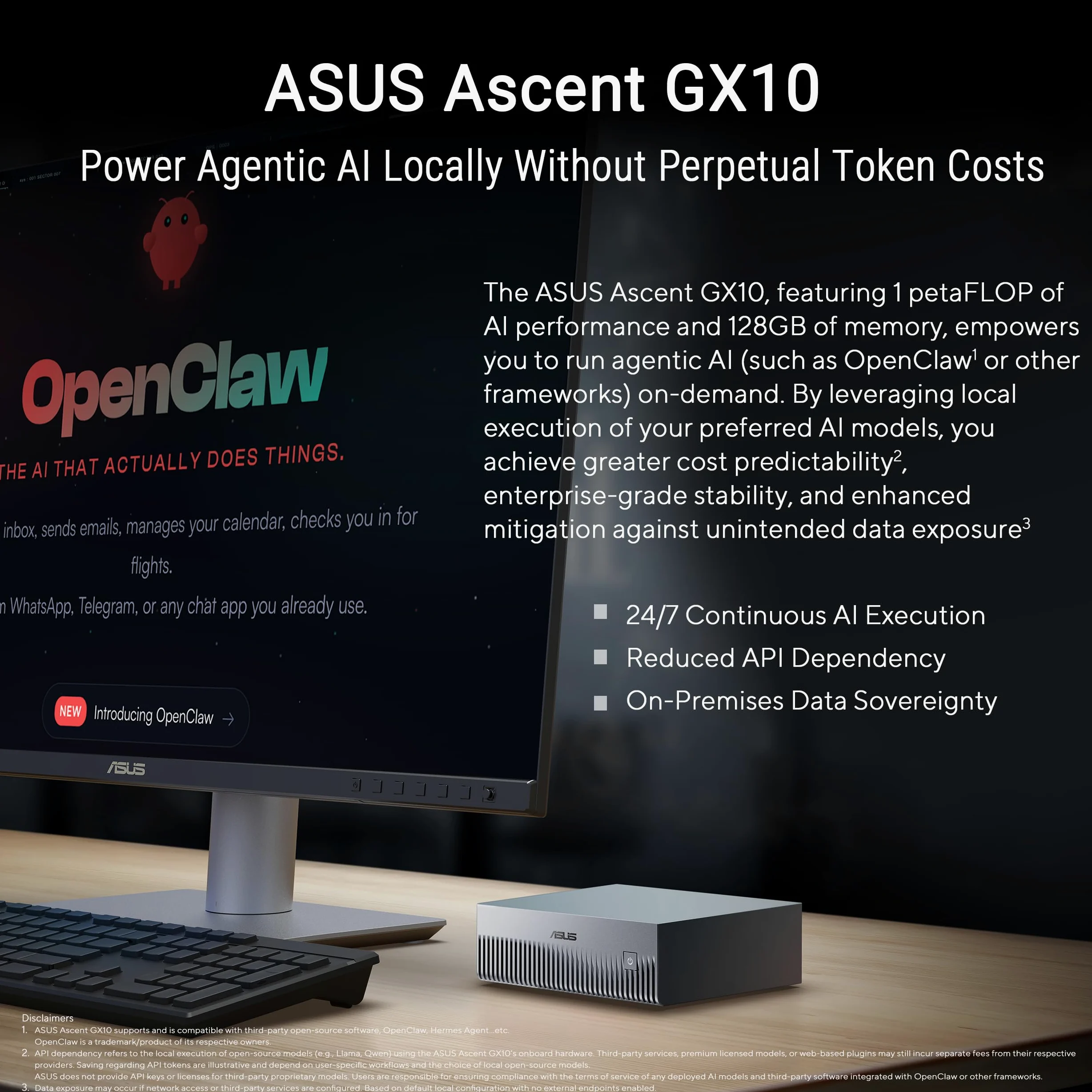 ASUS GX10, Computer AI Desktop, Superchip NVIDIA GB10 e NVIDIA DGX, 128GB LPDDR5x, 1TB di Memoria Installata, Agentic AI Sacalabile, Versione Tall, Grigio