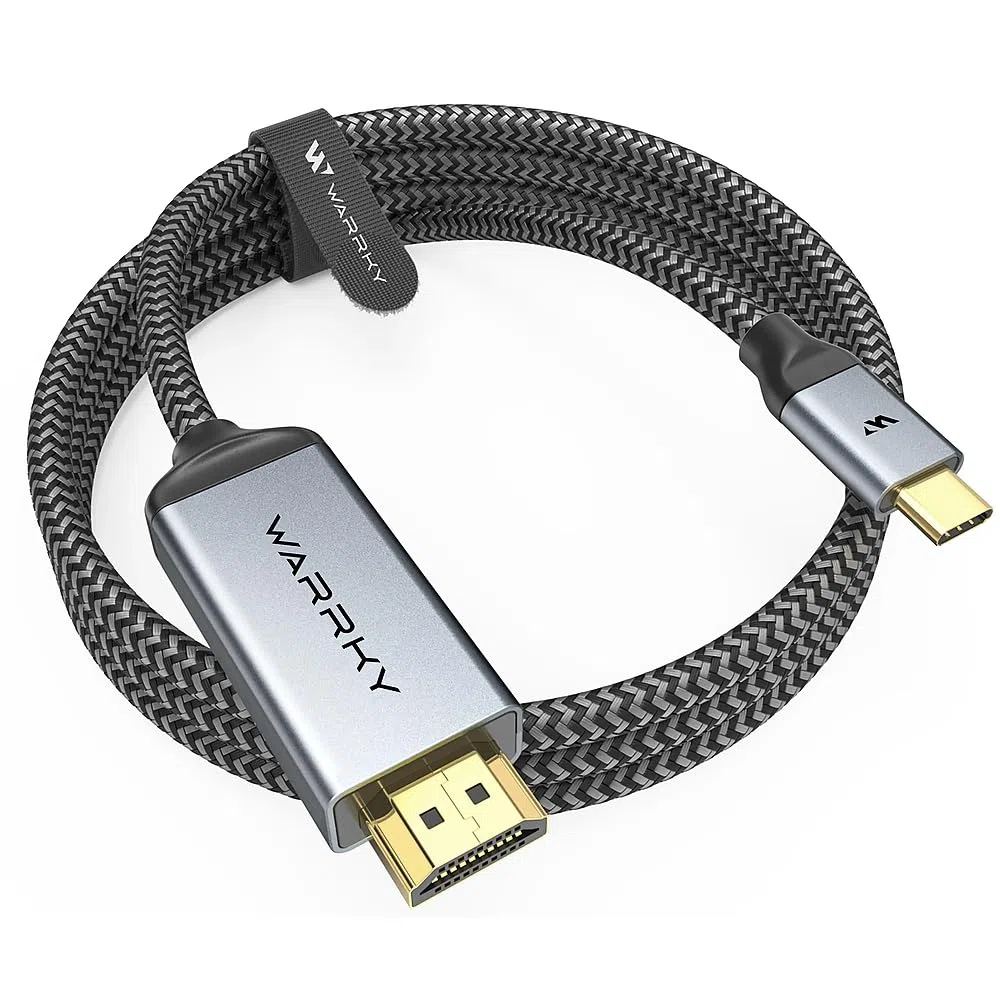 WARRKY Cavo da USB C HDMI 4K@60Hz, [Spine Placcate in Oro] Cavo USB C a HDMI Compatibile con Thunderbolt 3/4, MacBook Pro/Air, iMac, iPad Pro/Air, Surface Pro/Go, Galaxy S23-3m