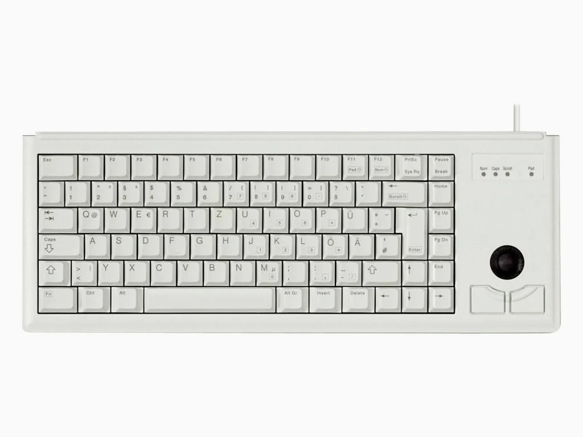 CHERRY G84-4400, Tastiera Compatta con Trackball, Layout per gli Stati Uniti (QWERTY), Cablate (Connessione PS/2), 2 Tasti Mouse, Switch Meccanici CHERRY ML, Grigio